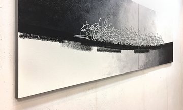 WandbilderXXL Gemälde Silver Cradle 200 x 60 cm, Abstraktes Gemälde, handgemaltes Unikat