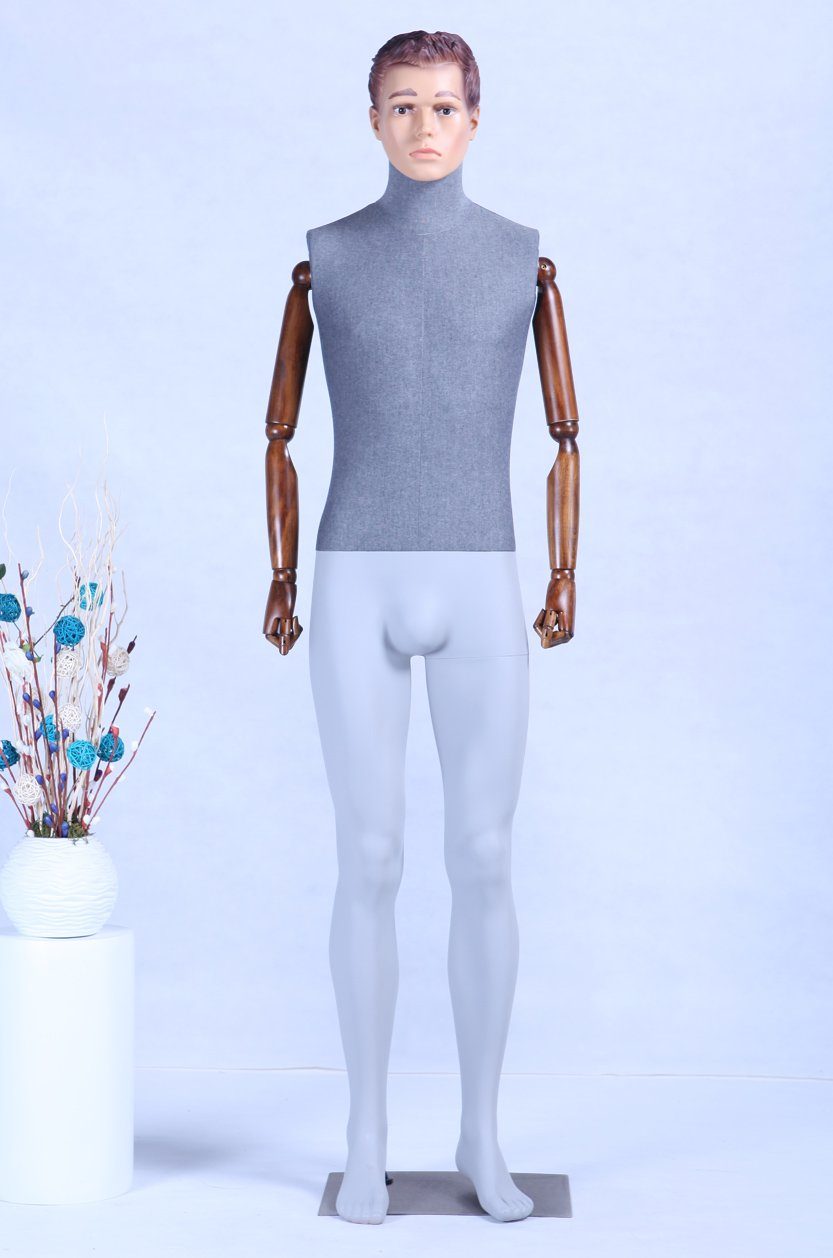 Schaufensterpuppe Männlich - Einstellbare Schneiderpuppe 134-193cm Mit Massivholz-Optik