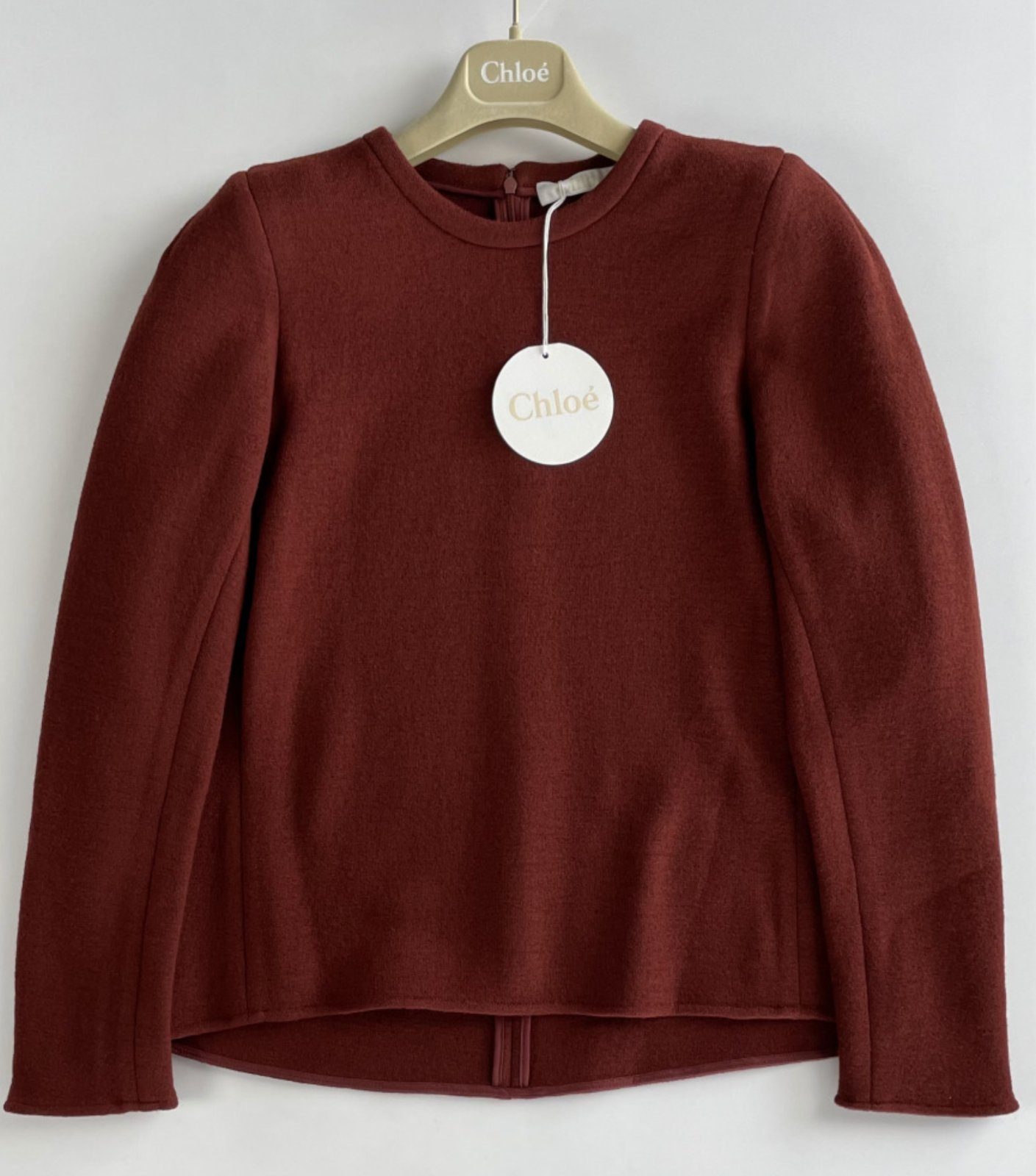 Chloé Strickpullover Chloé Women's Iconic Crewneck Washed Wool Jersey Zip Pullover Pulli Sw