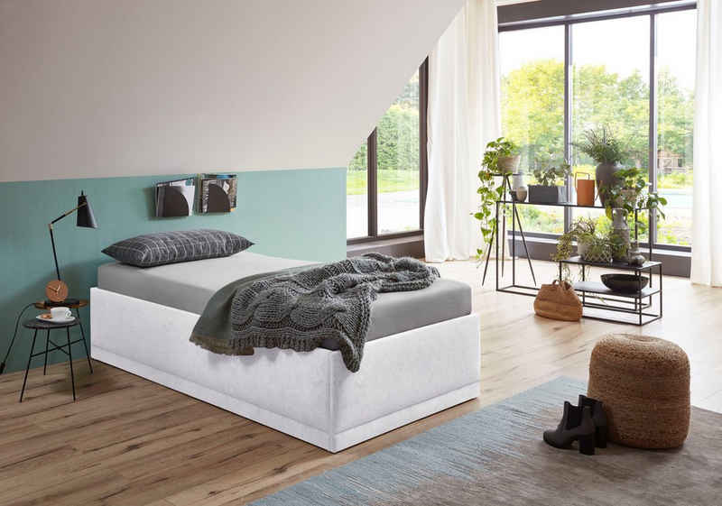 Westfalia Schlafkomfort Polsterbett Texel, Komforthöhe mit Zierkissen, Bettkasten bei Ausführung mit Matratze