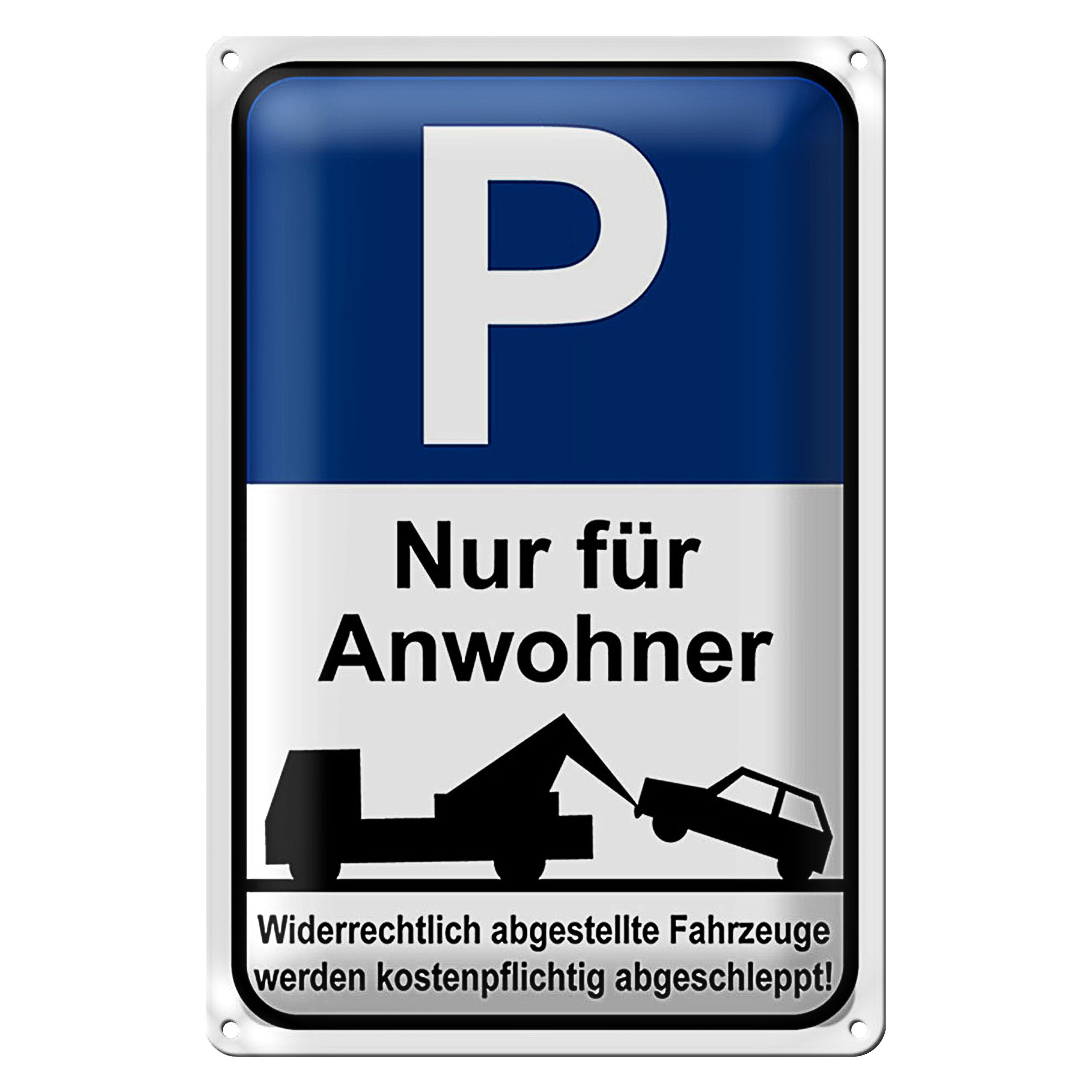 Roomando Metallschild Parken 12x18cm Parkplatzschild nur Anwohner