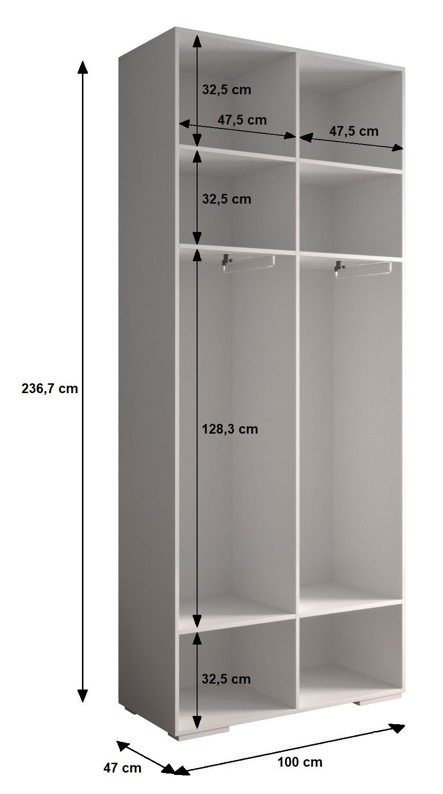 ABIKS MÖBEL Kompaktgarderobe INOVA 1 SATZ 8 Möbelset, Garderobe mit Kleiderstange und Regalen – Bild 4 von 5