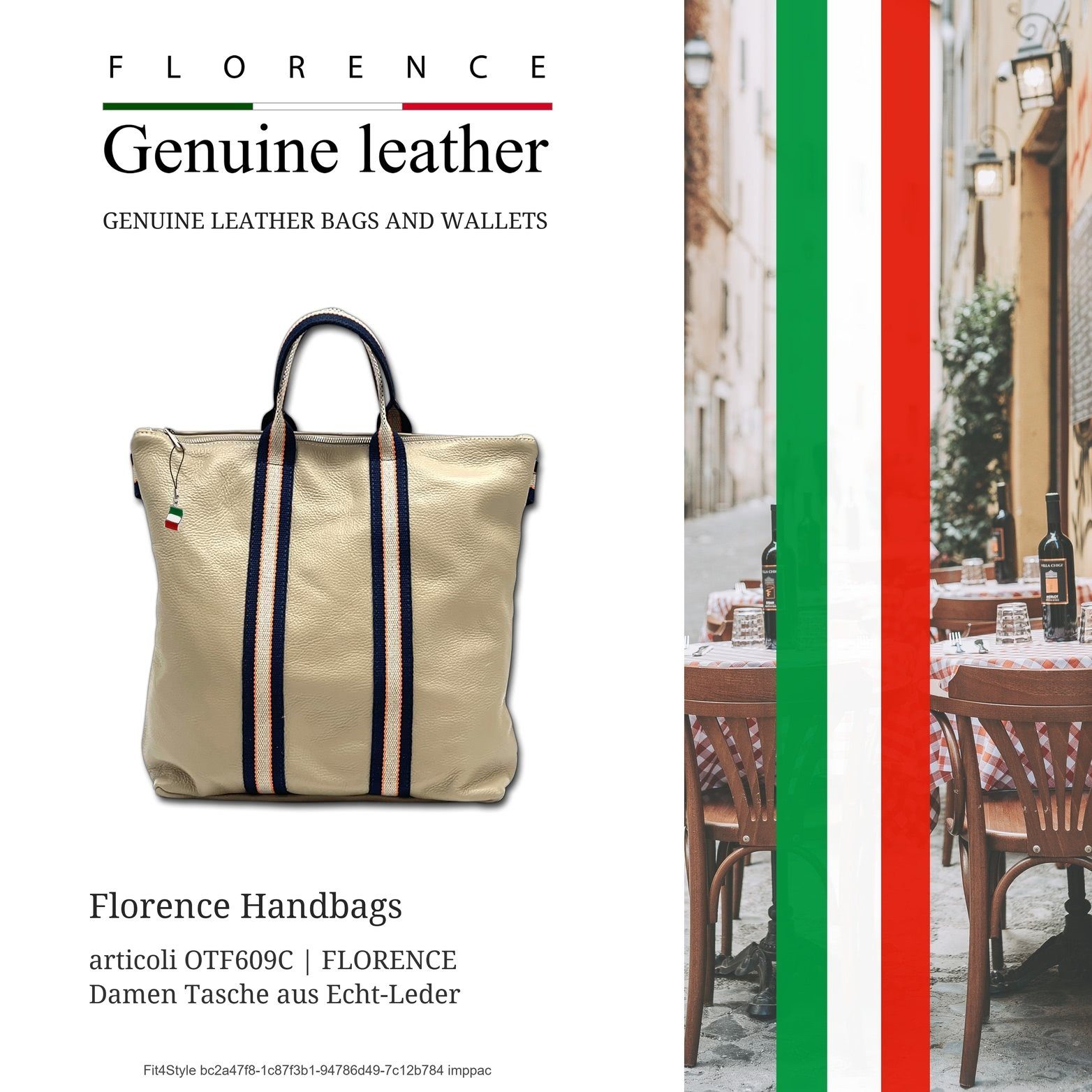 FLORENCE Handtasche Florence Damen Rucksack Daypack (Cityrucksack, Cityrucksack), Damen Tasche Echtleder taupe, blau, beige, Made-In Italy