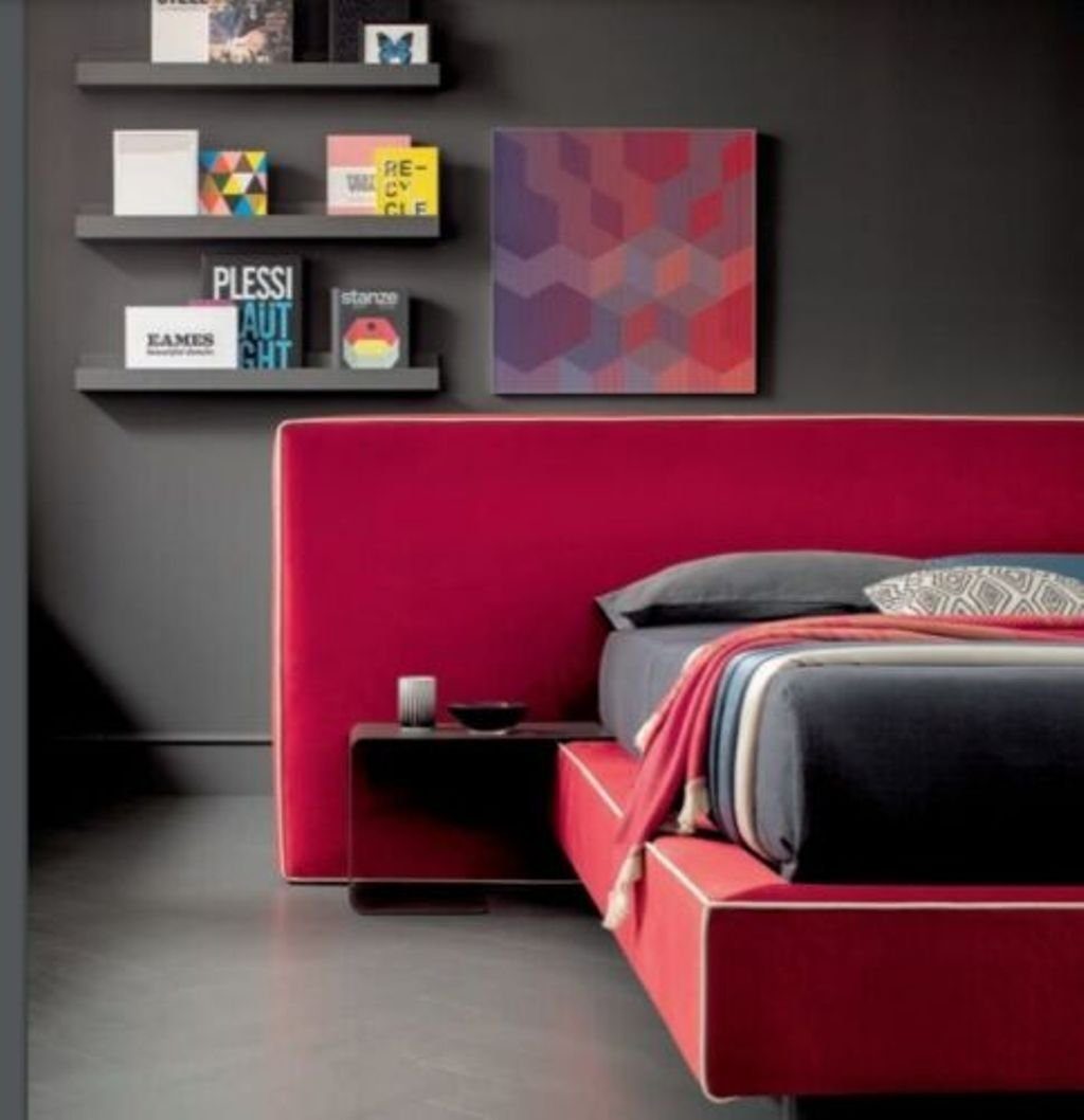 Polsterbett, Luxus Design Doppel Hotel Bett Schlafzimmer Stoff Luxus JVmoebel Betten Italien