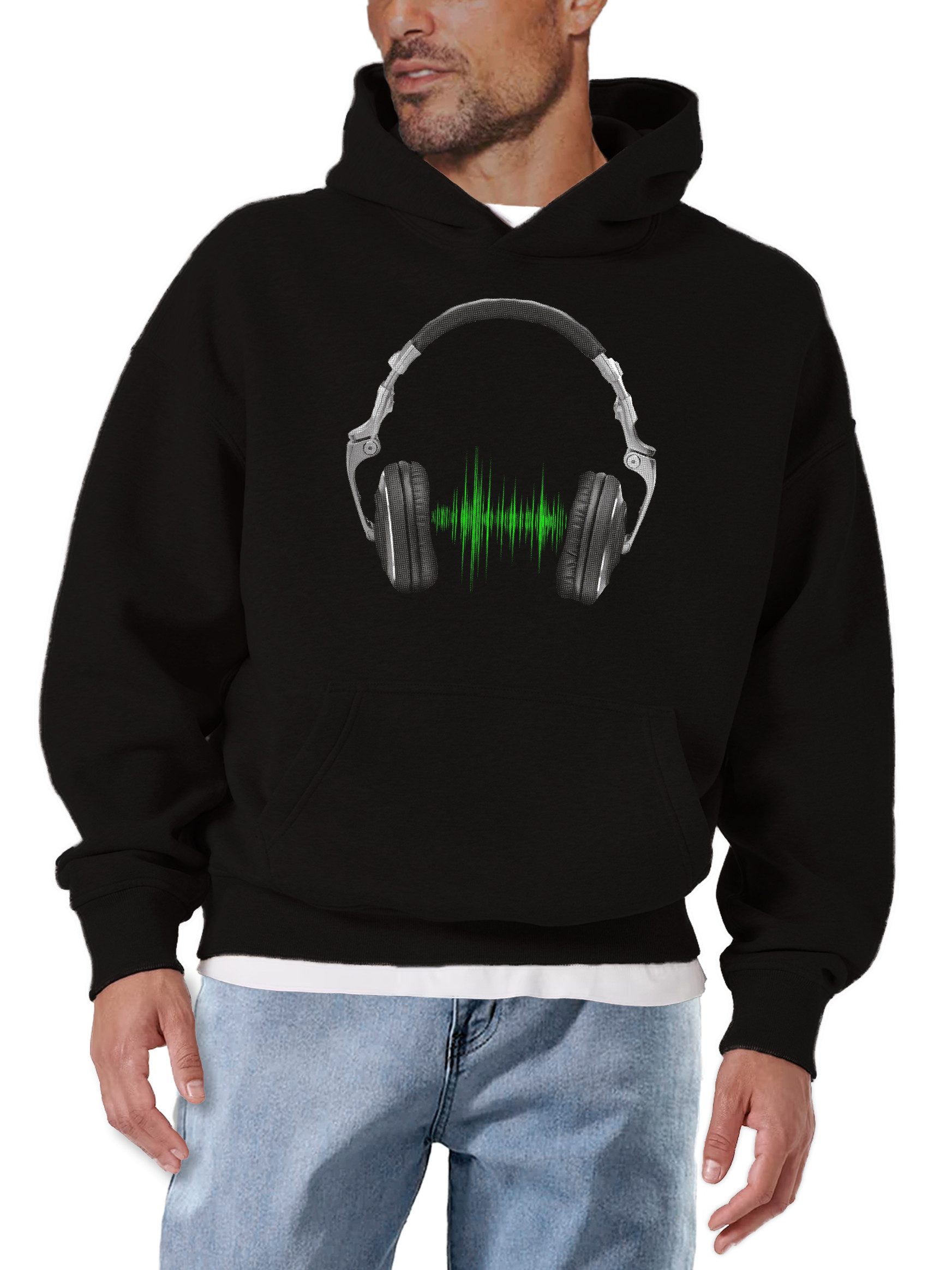 MAKAYA Kapuzenpullover mit Aufdruck Kopfhörer Pullover Hoodie Sweatshirt Kapuzenpulli Jungen