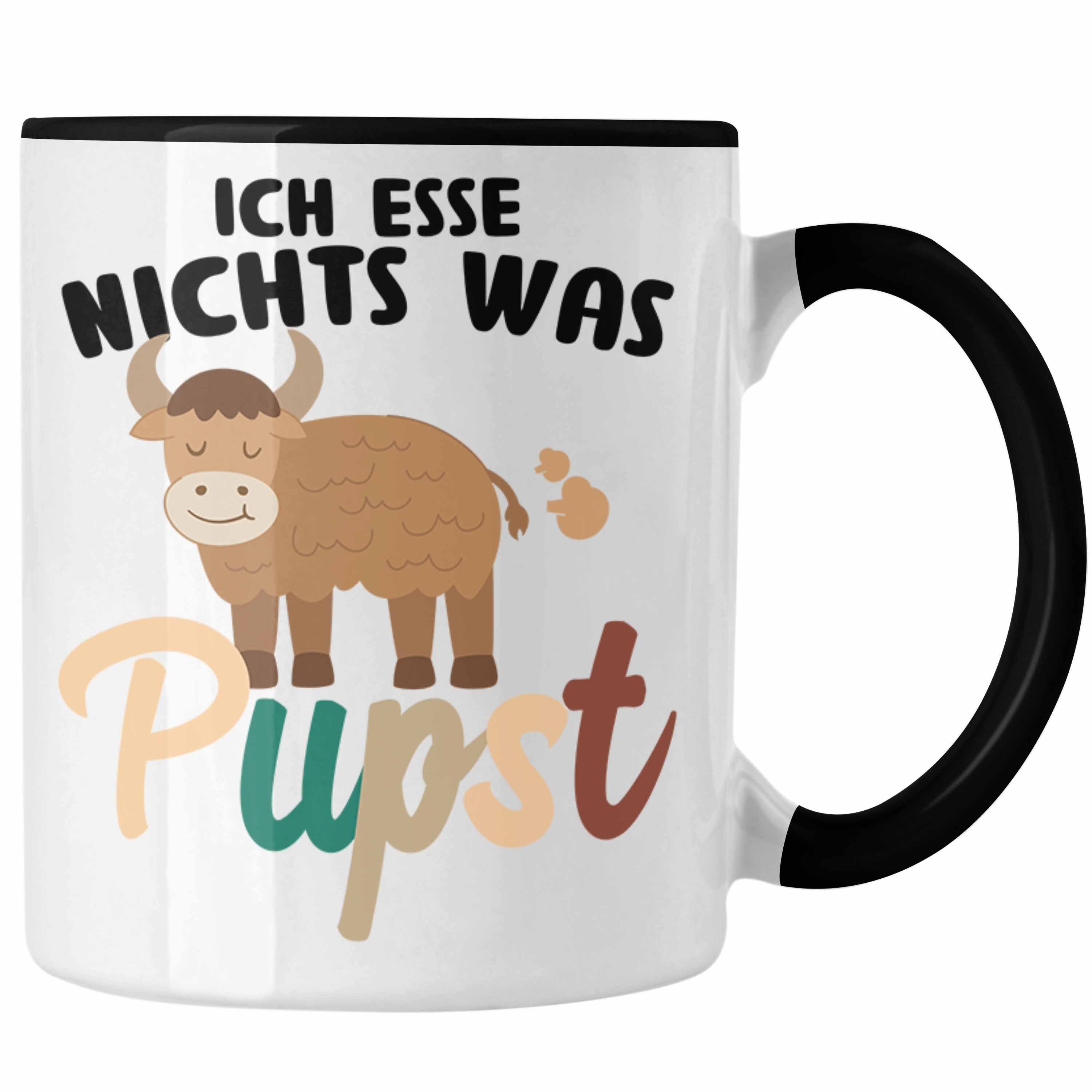 Trendation Tasse Trendation - Veganer Tasse Geschenk Friends Not Food Vegan Geschenkidee Lustiger Spruch Vegane Lebensweise Spruch Süß Schwarz