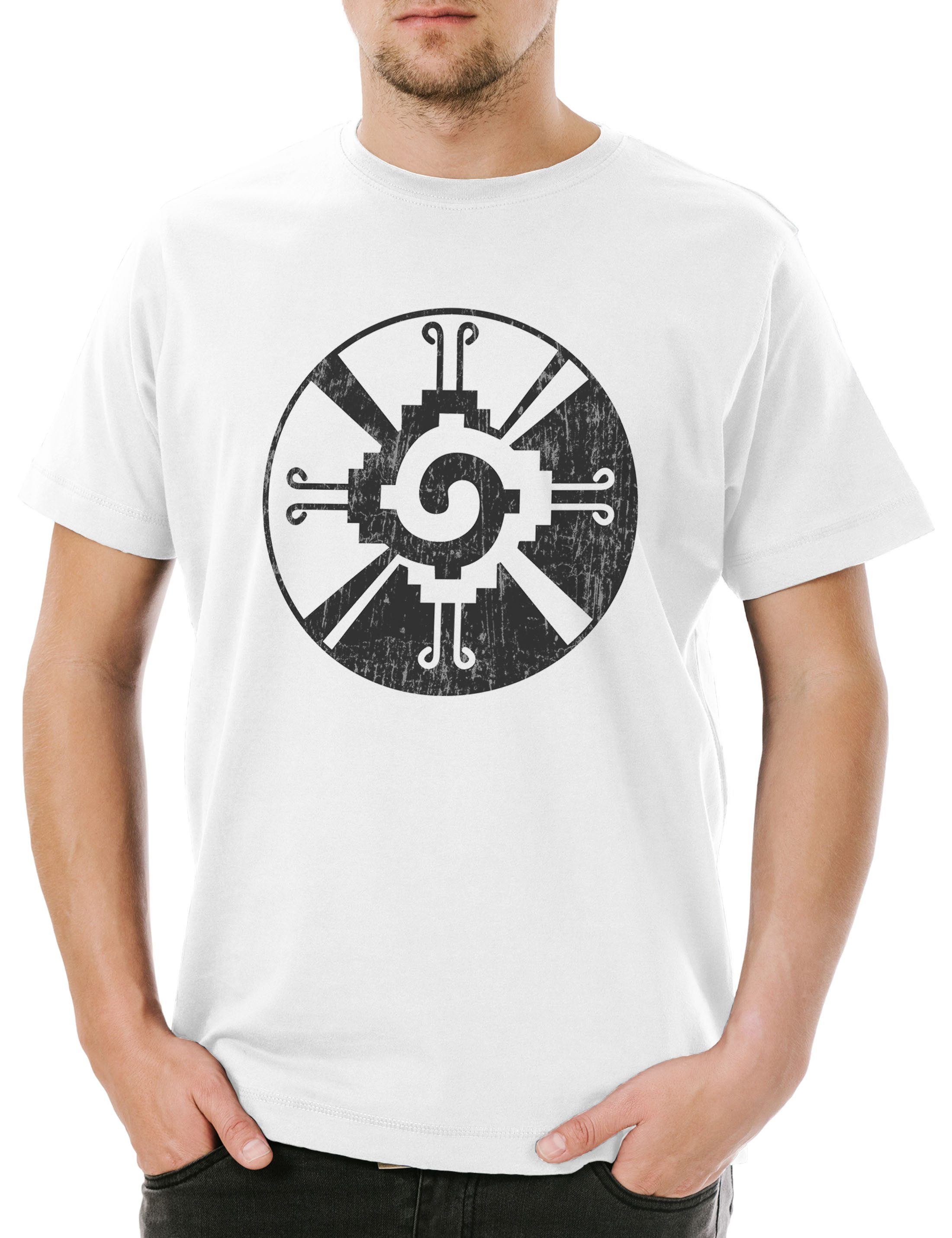 Print-Shirt Maya Balance Herren T-Shirt Mayan Mayans Mayas Tattoo Atzteken
