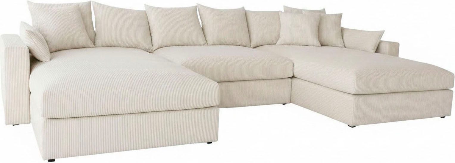 OTTO home Wohnlandschaft Cosy Lounge U-Form, Breite 385 cm, Mega-Sofa mit Cordstoff bezogen, mit Federkern & 5 Zierkissen – Bild 5 von 5