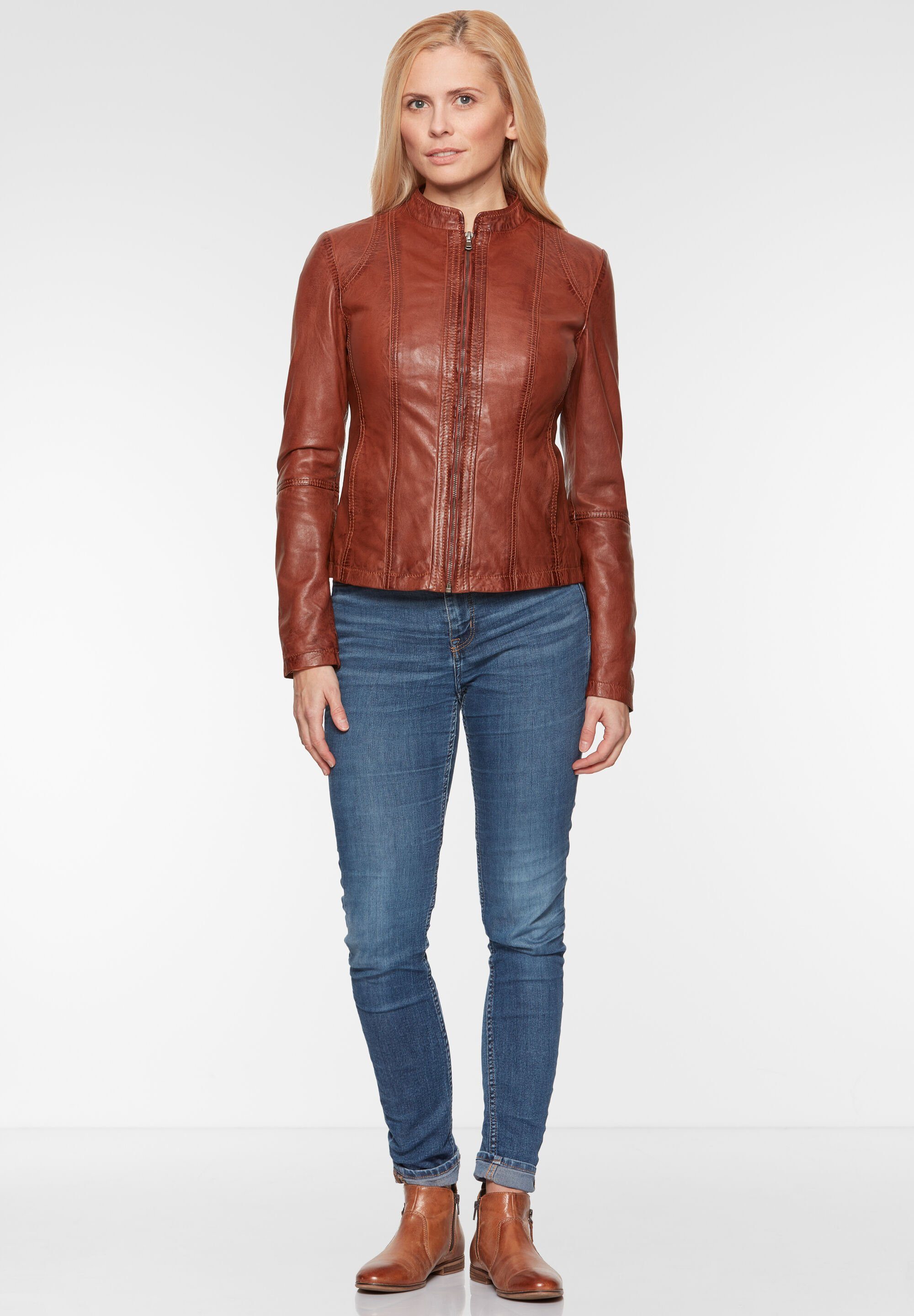 7eleven Lederjacke SEAMERA (1-St) mit Ziernähten