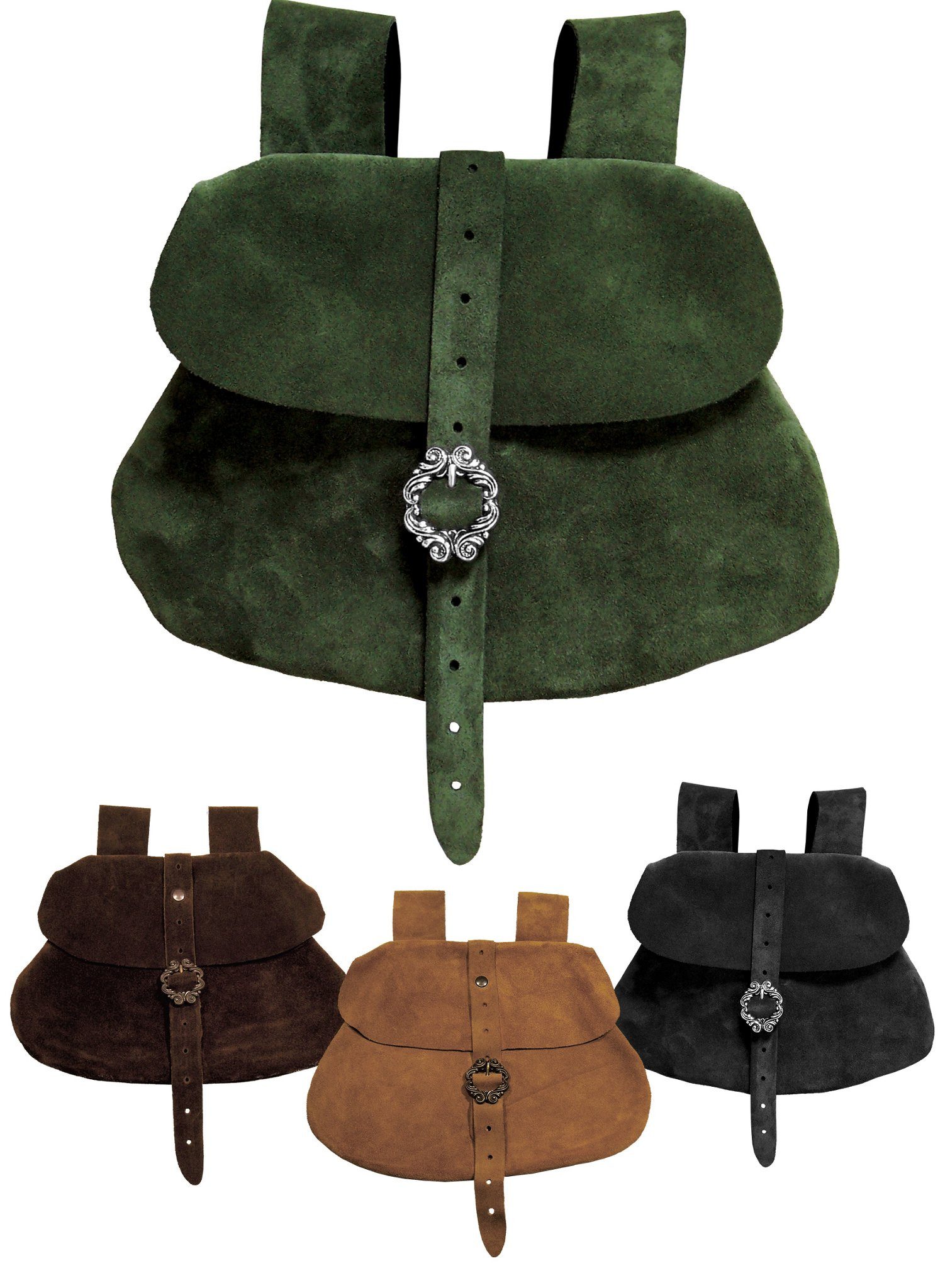 Andracor Kostüm Leder Gürteltasche - Mittelalter LARP Reenactment, Hochwertige Mittelalter Gürteltasche aus Veloursleder von Andracor, h