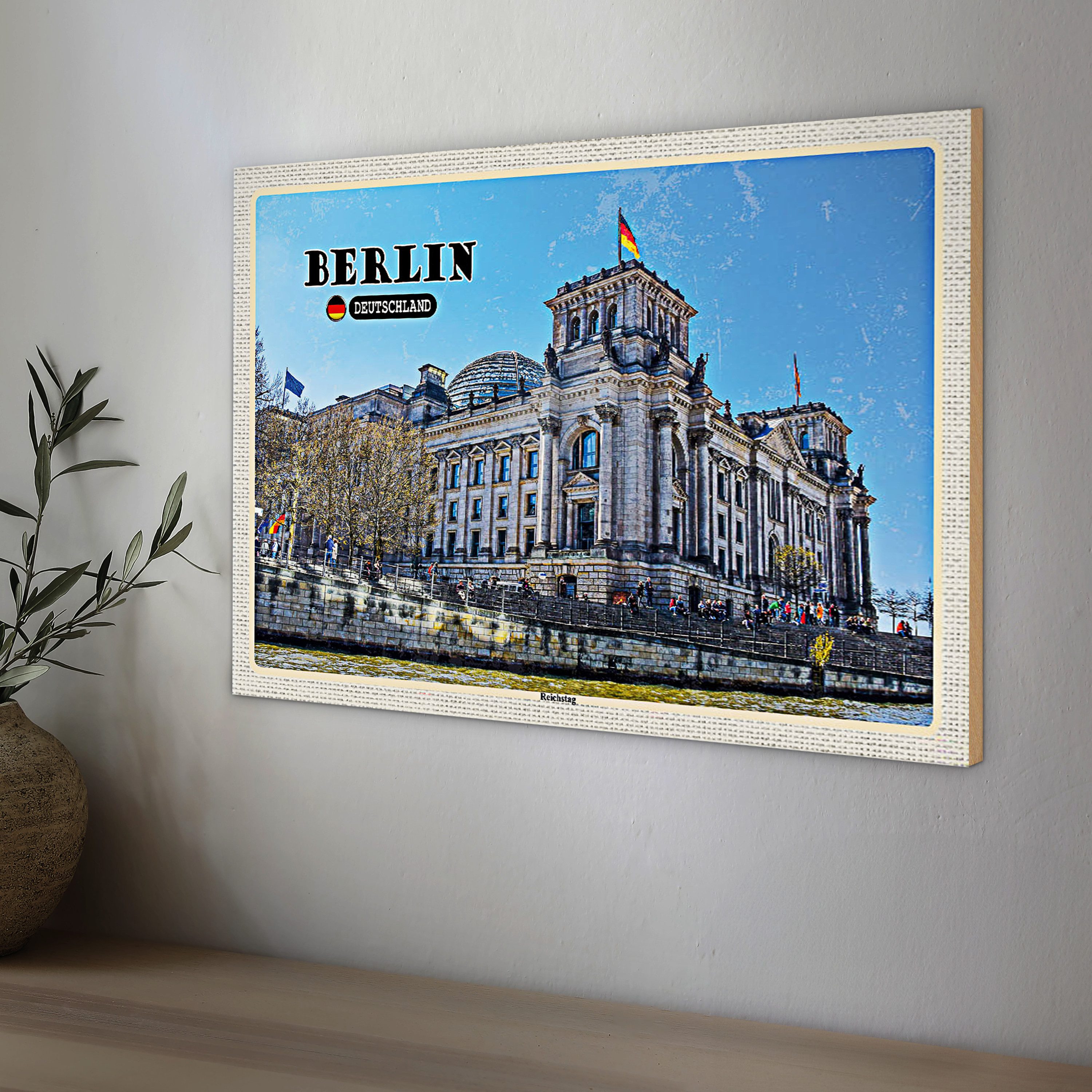 Roomando Holzbild Städte Berlin Reichstag Politik Architektur 40x30cm