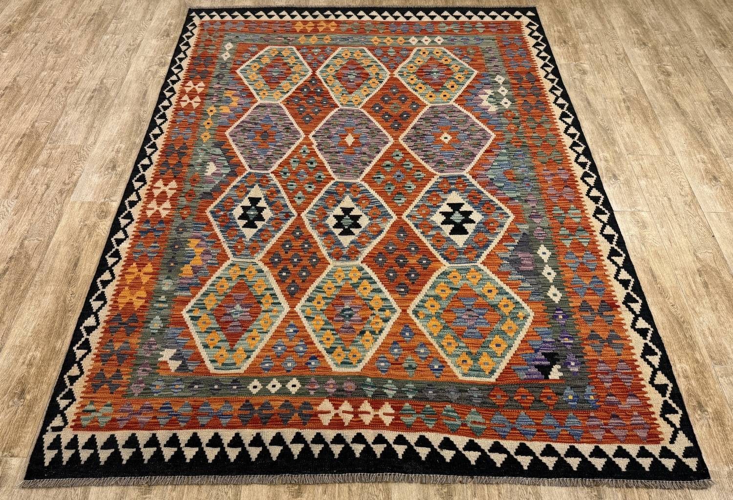 Rug Studios Teppich KELIM ORIGINAL HANDGEARBEITET, Rechteckig, Höhe: 5 mm, Handgefertigt, 182 x 252 cm, Multi