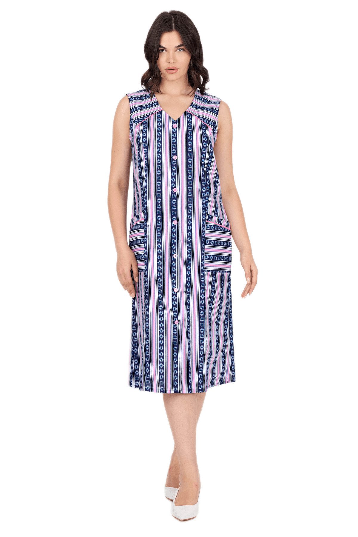 Phistan Tunikakleid Kittel mit Knöpfen – Blumenmuster