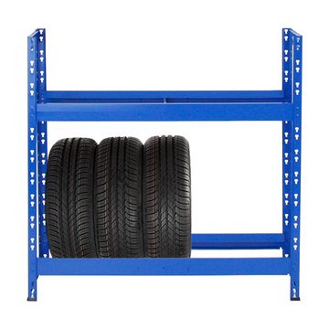 PROREGAL® Standregal Reifenregal Tiger, HxBxT 100x110x35cm, bis zu 8 Reifen, 2 Ebenen, Blau