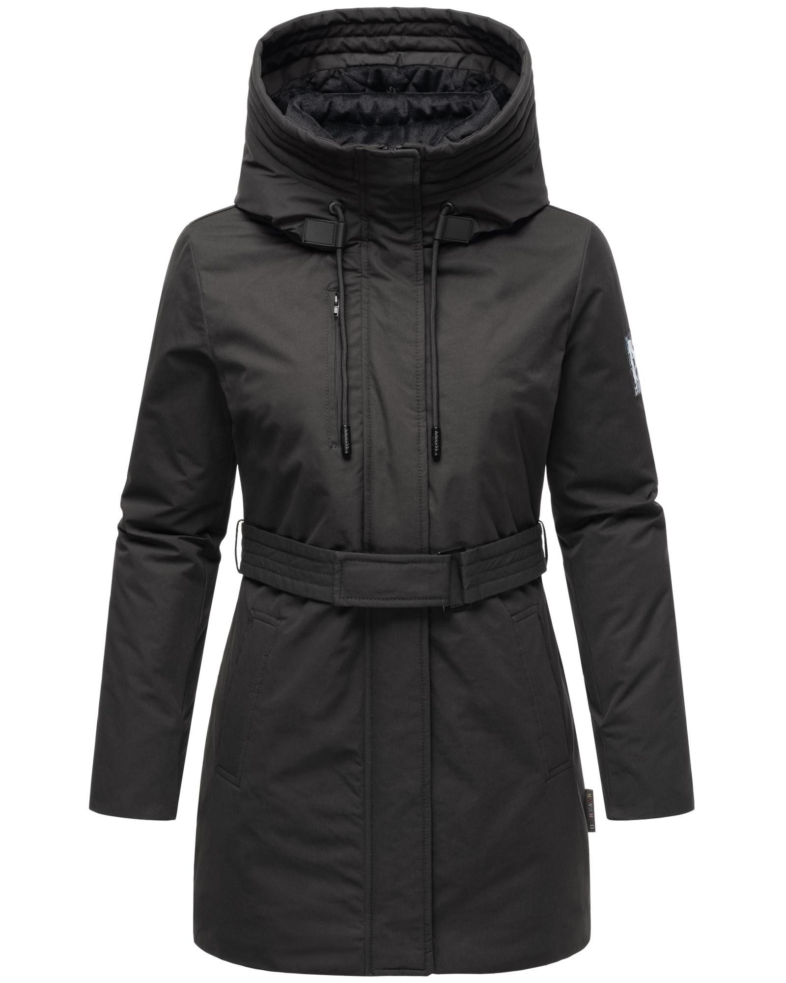 Navahoo Winterjacke Eishauch 14 Damen Winterparka mit Taillengürtel und Fleece-Kragen