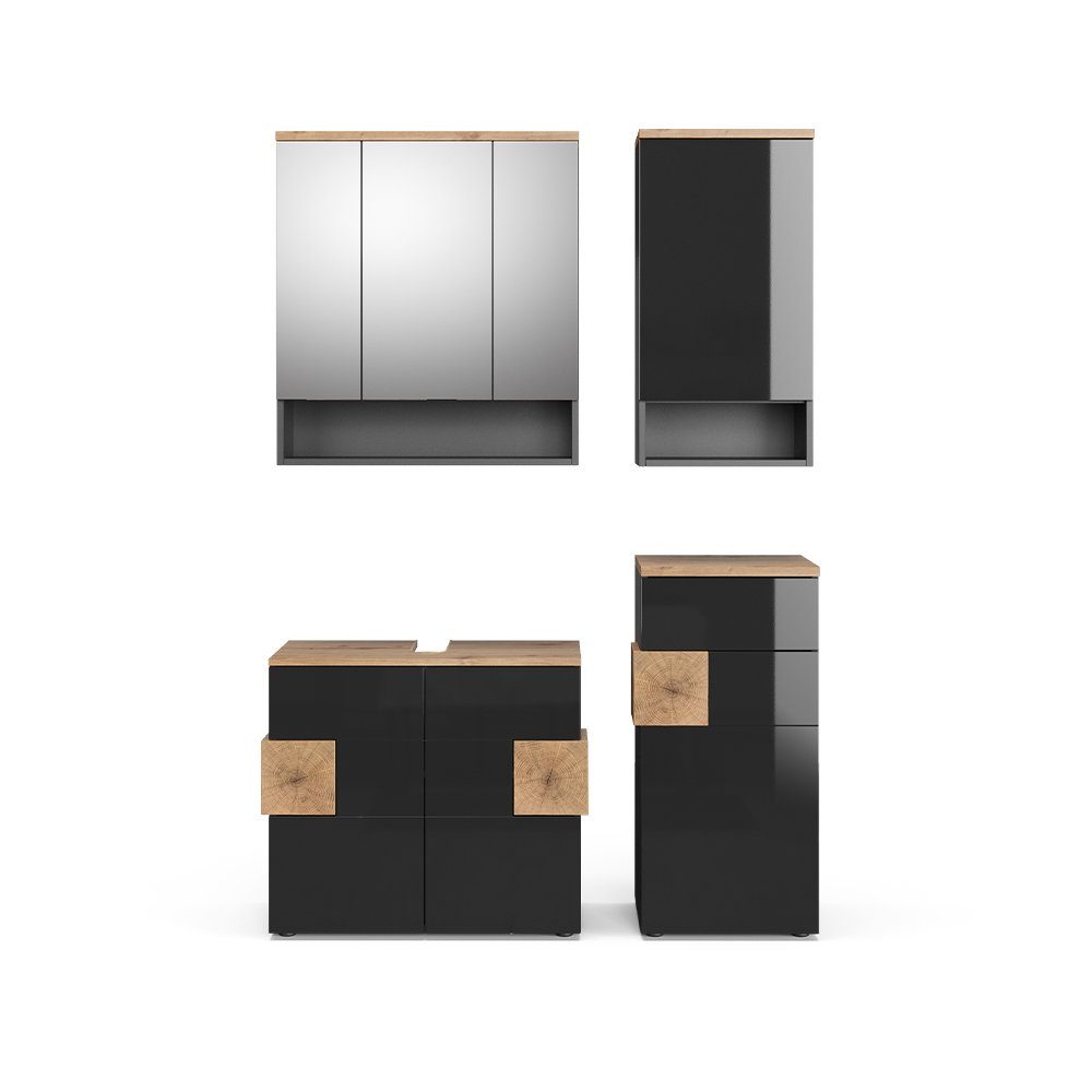 Vicco Badmöbel-Set Eden, Anthrazit/Artisan-Eiche, 4 Teile, günstig online kaufen