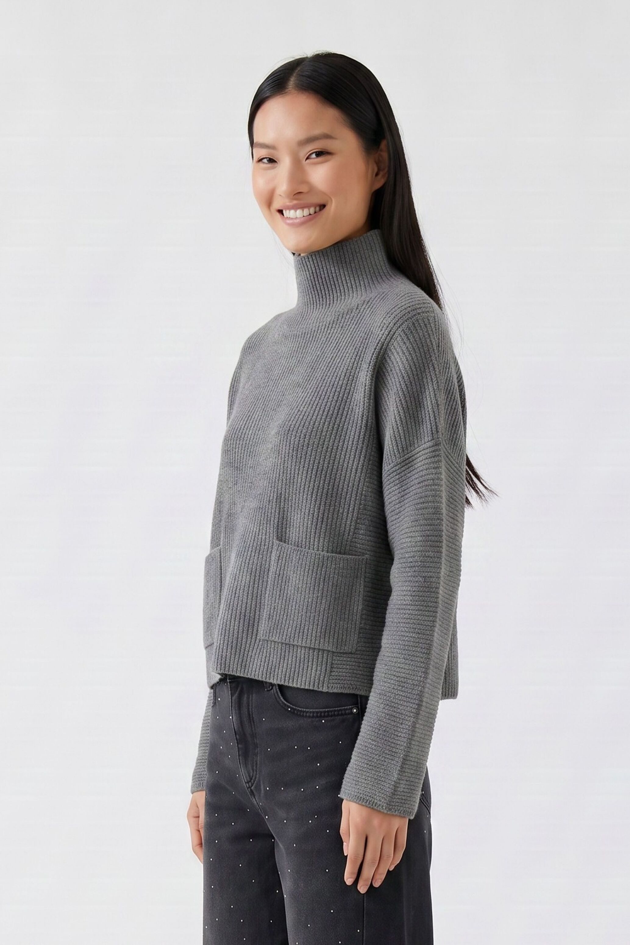 Oui Strickpullover Oversized geschnitten