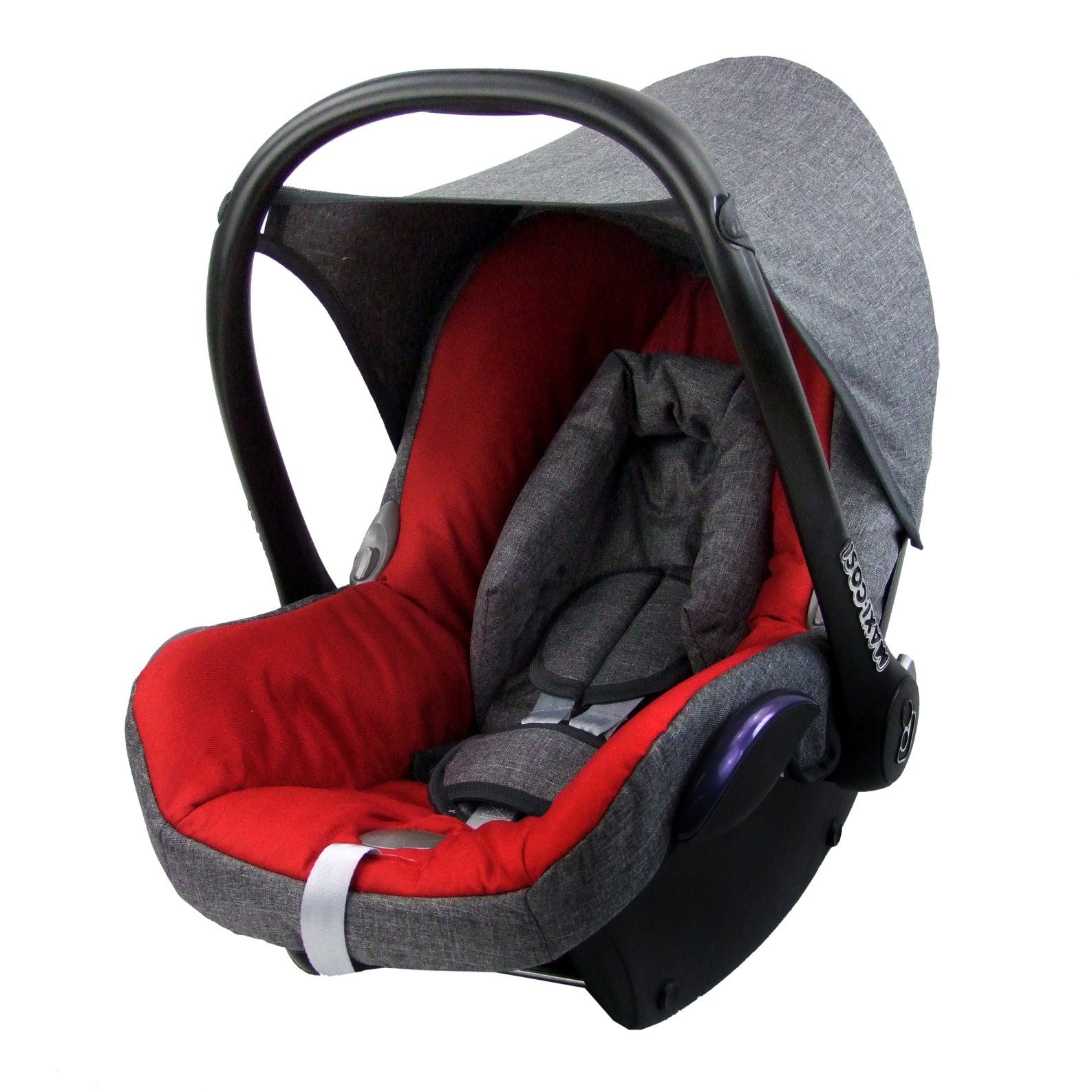 BambiniWelt by Rafael K. Babyschale Ersatzbezug kompatibel mit Maxi Cosi Cabrio Fix Babyschale 6-tlg, ab: 0+, bis: 14 Monate meliert grau/rot