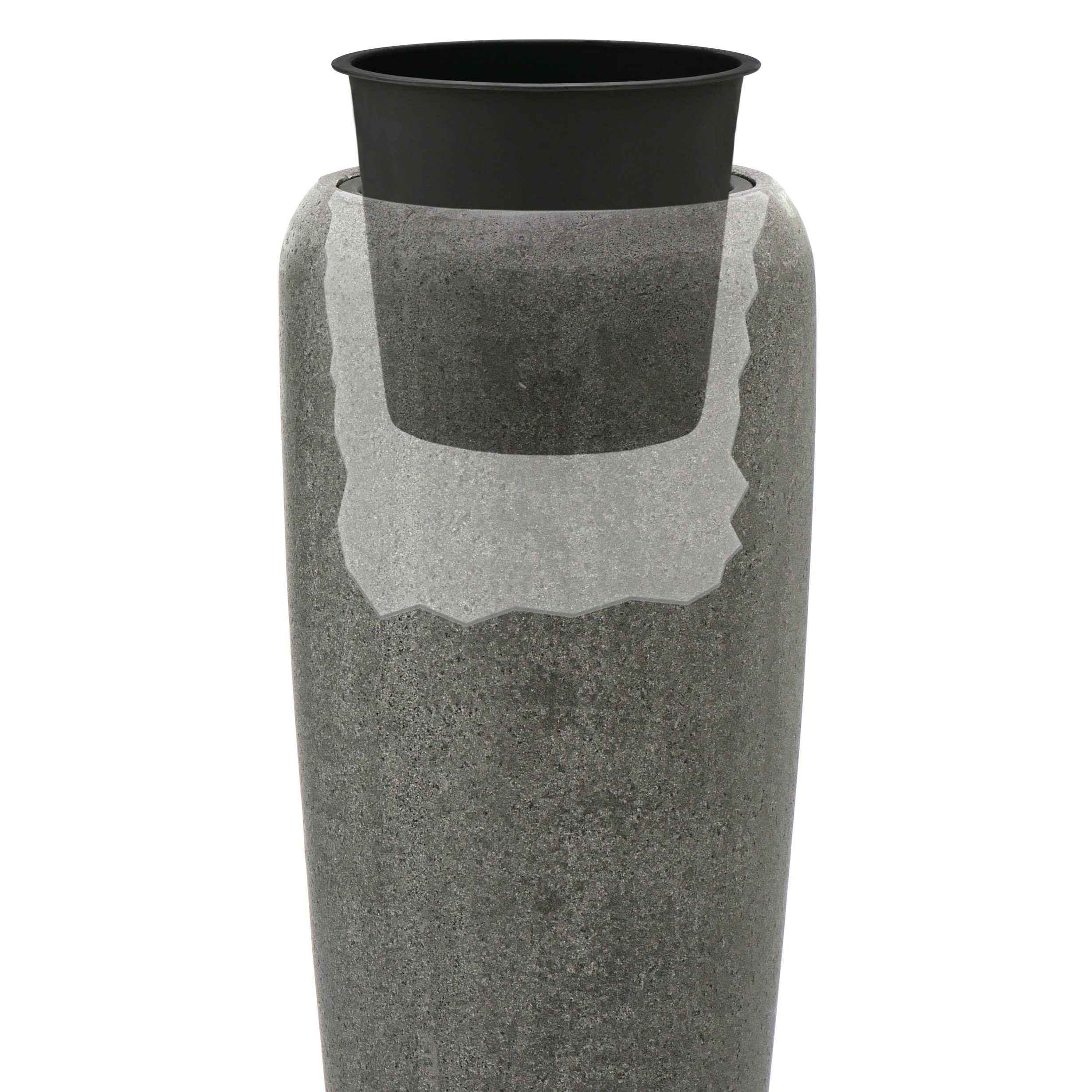 Flingora Bodenvase Cleo, mit Einsatz - Fiberglas - Indoor & Outdoor - Steingrau - Höhe 97 cm