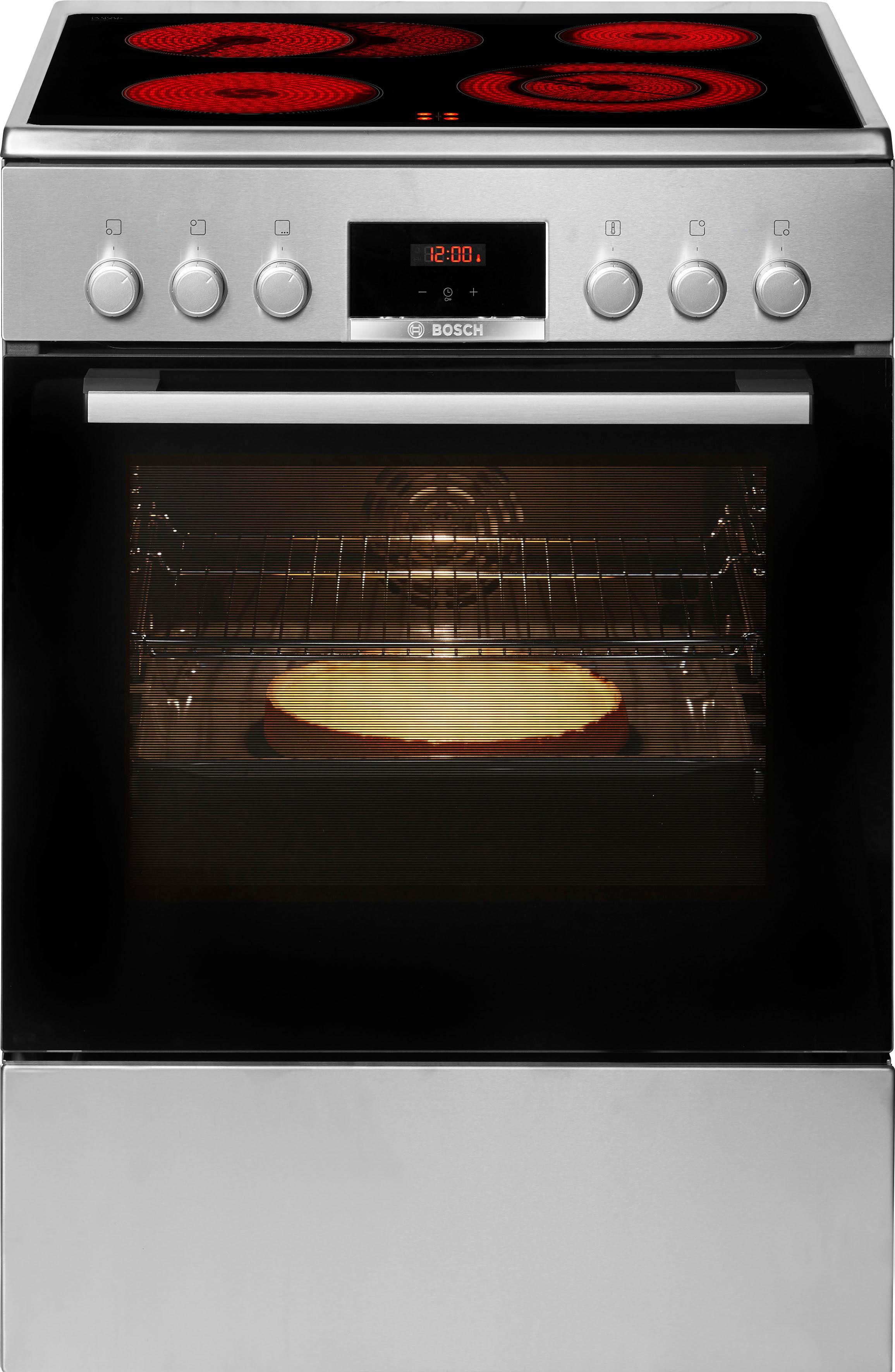 BOSCH Elektro-Standherd 4 HKR39C250, mit 2-fach-Teleskopauszug, ecoClean Direct, Perfekte Back- und Bratergebnisse dank Glaskeramik und 3D Heißluft