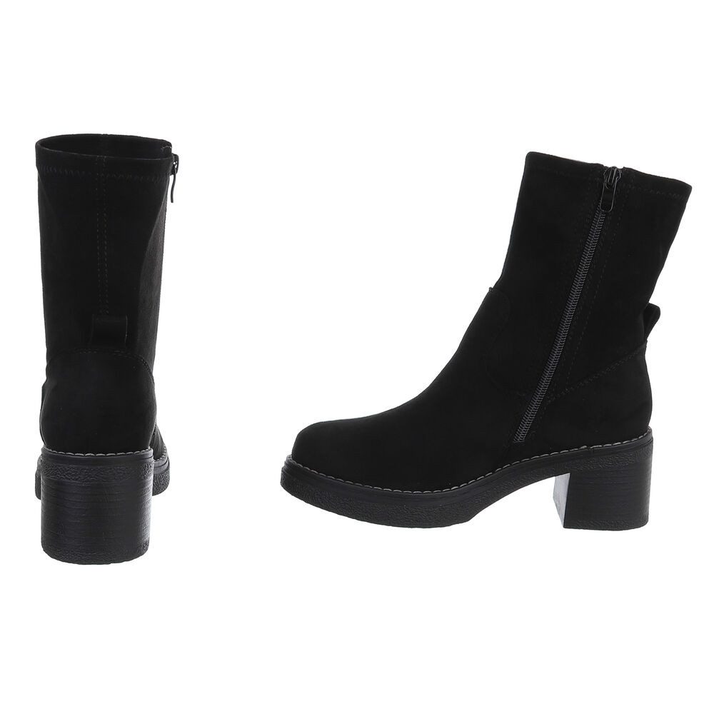 Ital-Design Elegante Ankle Boots mit Blockabsatz für Damen Plateaustiefelette (90598755) Blockabsatz Stiefeletten in Schwarz