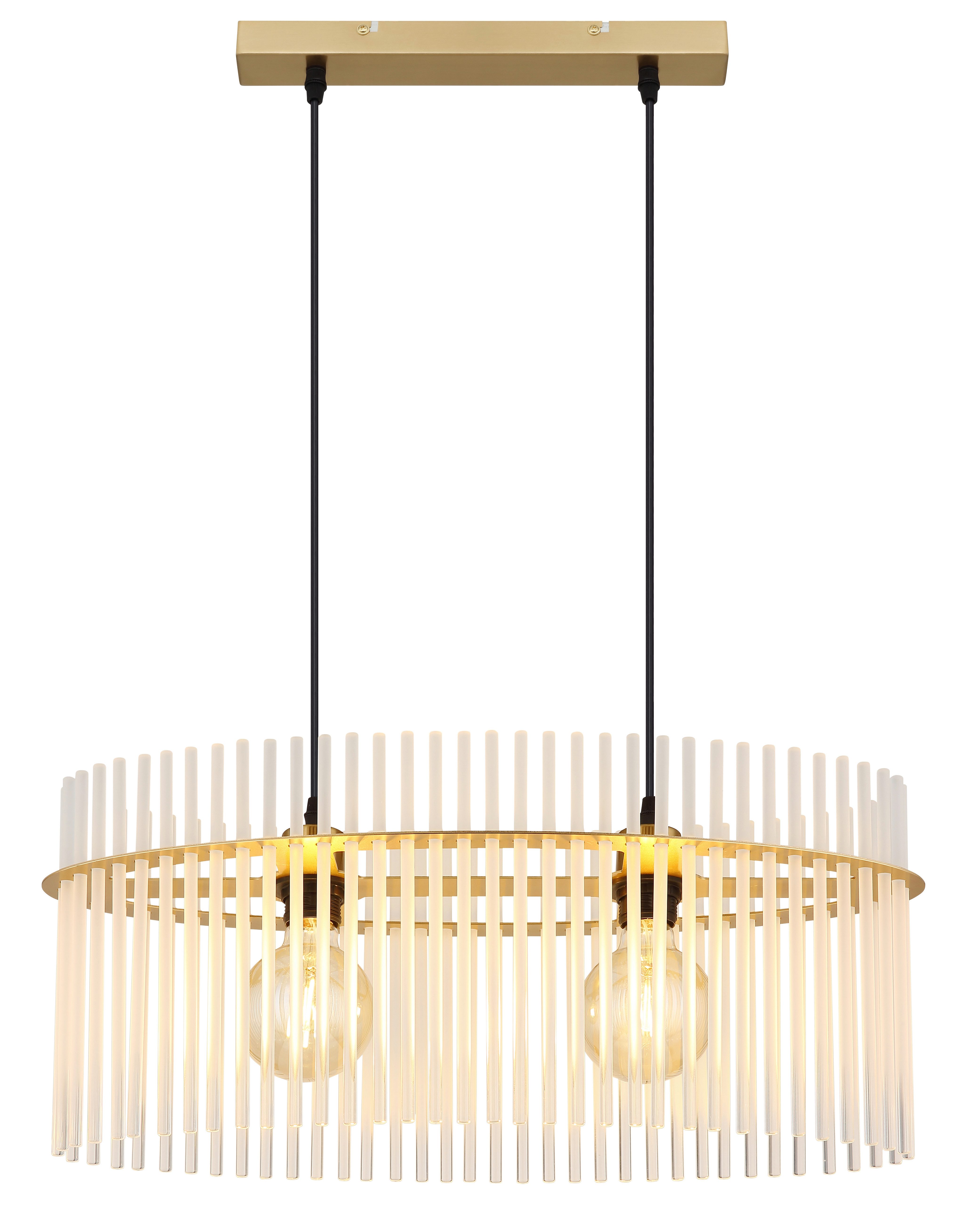 GLOBO LIGHTING Hängeleuchte GORLEY, ohne Leuchtmittel, Hängelampe goldfarben Glasstäbe opal klar verlaufend elegant