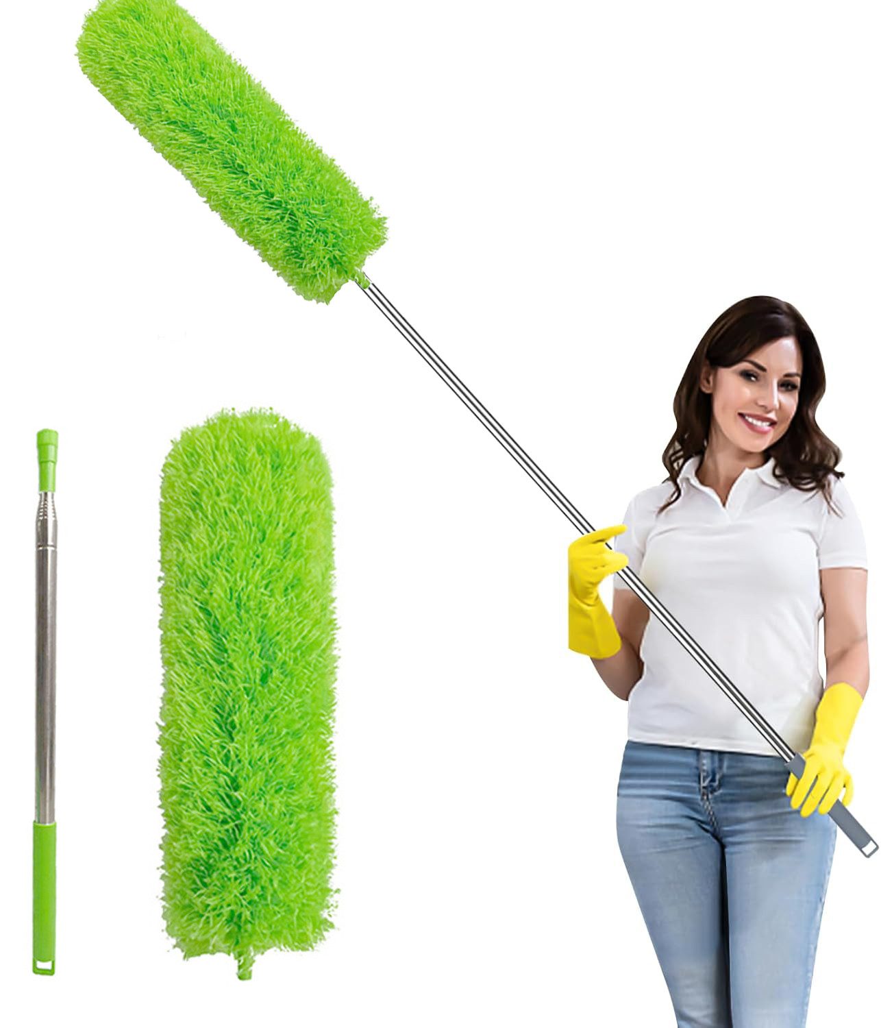 Auledio Staubwedel Staubwischer Teleskop Waschbar Duster Lang Ausziehbar Bis 237cm, mit Teleskopstange, Verbiegbare Staubfänger Spinnenwebenentferner