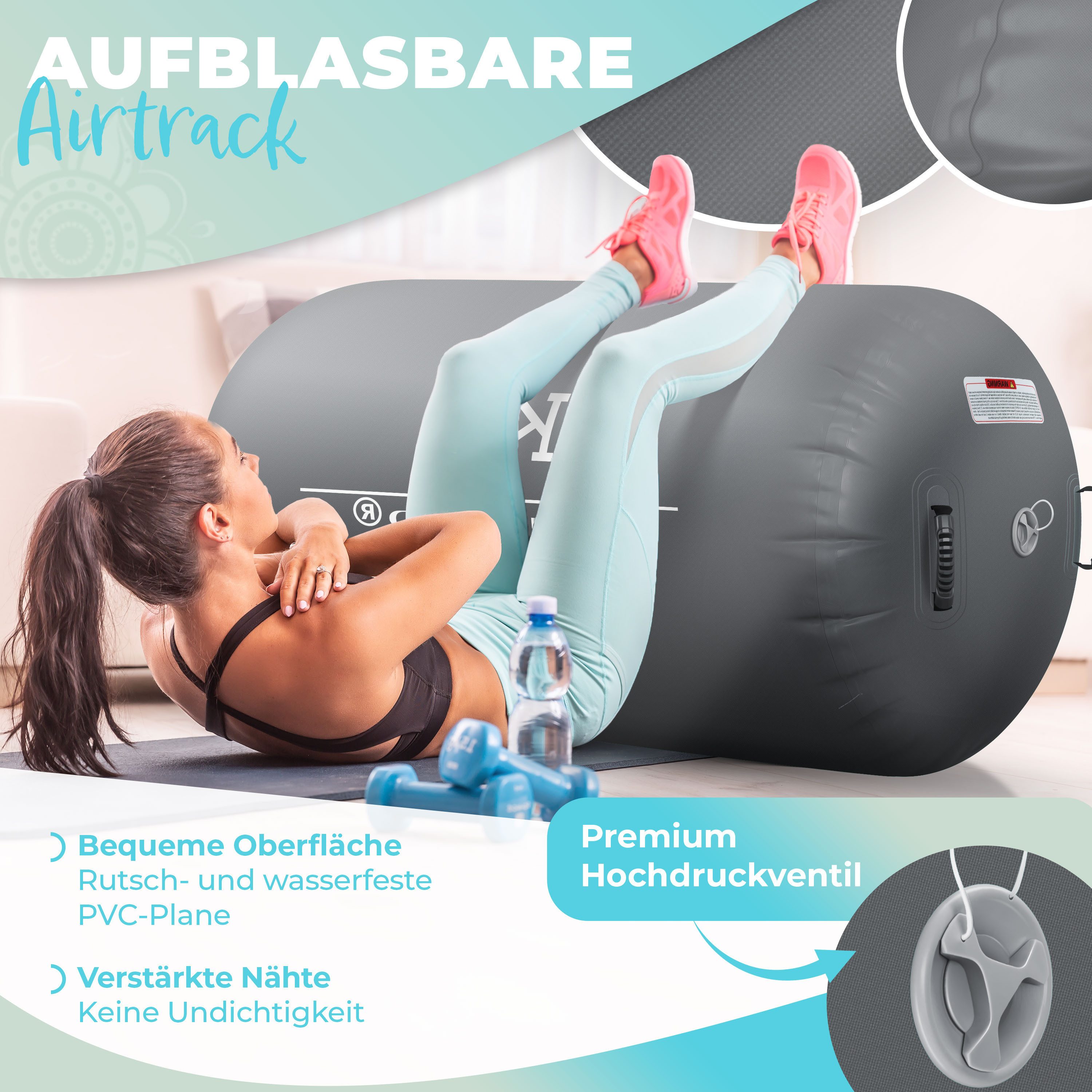 KESSER Gymnastikmatte, Aufblasbare Air Roll Airtrack, Gymnastik-Rolle inkl. Tragetasche