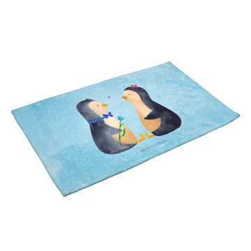 Mr. & Mrs. Panda Handtuch Pinguin Pärchen - Eisblau - Geschenk, große Liebe, Frottier, Traumpaa, (1-St), Allrounder