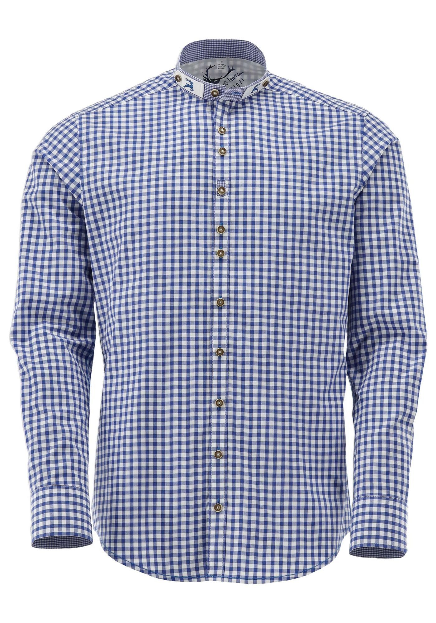 OS Trachten Trachtenhemd Prabu Langarmhemd mit Stehkragen mit Riegel günstig online kaufen