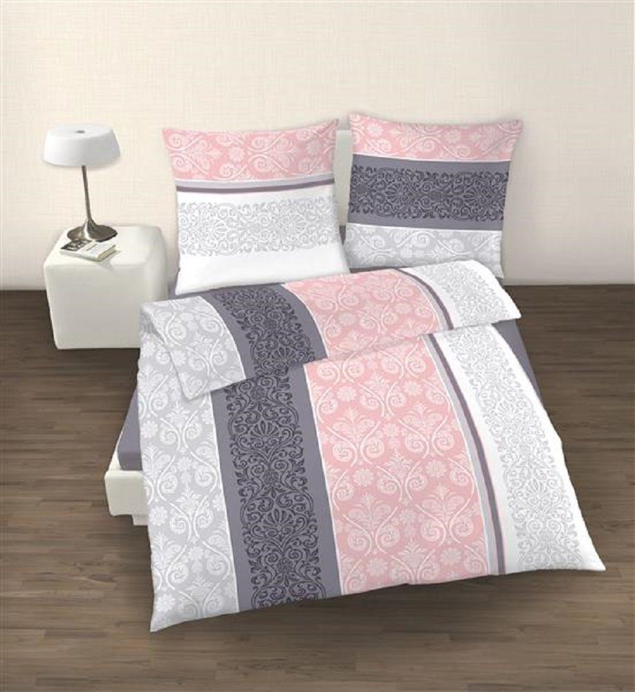 soma Bettwäsche Bettbezug 135x200 80x80 Barock gestreift Boho grau rosa bie günstig online kaufen