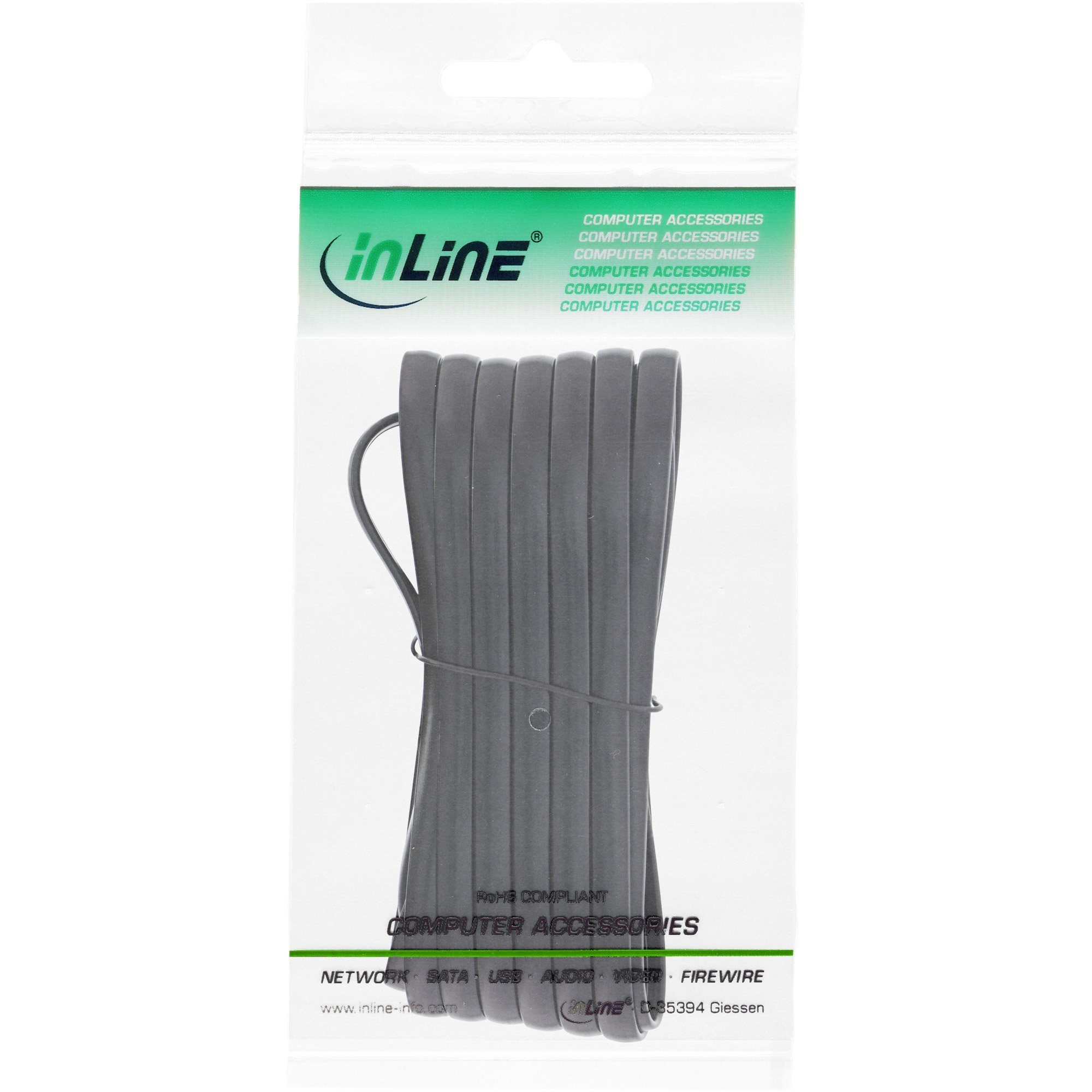 Inline InLine® Modularkabel, RJ12, Stecker / Stecker, 6adrig, 6P6C, 3m Telefonkabel
