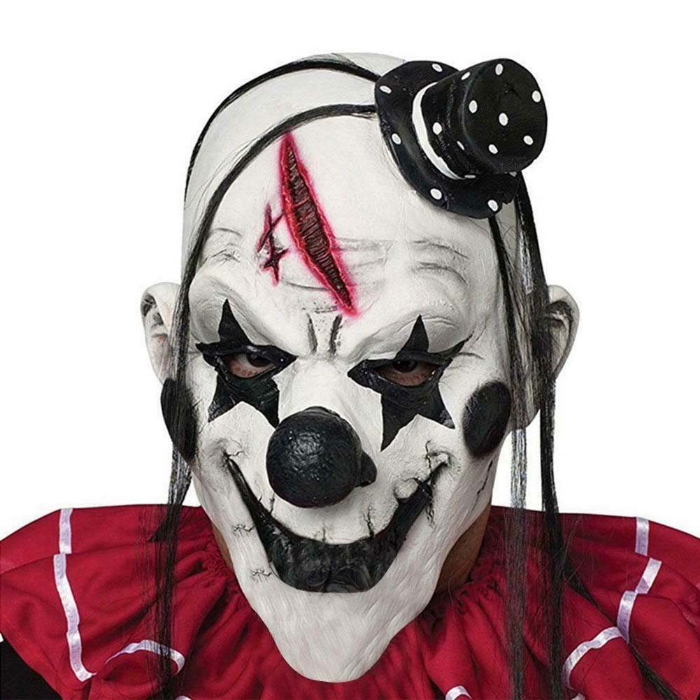 Goods+Gadgets Clown-Kostüm Realistische Horror Clown Maske – Perfekt für Halloween & Motto-Partys, Halloween Gruselmaske Gesichtsmaske