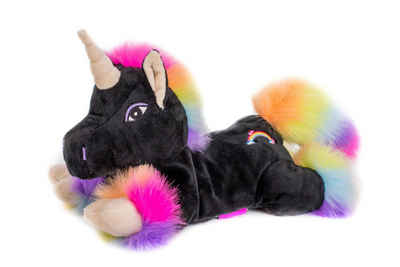 Habibi Plush Wärmekissen Habibi Wärmetier Einhorn Black Rainbow Mikrowelle/Ofen, (Wärmekuscheltier)