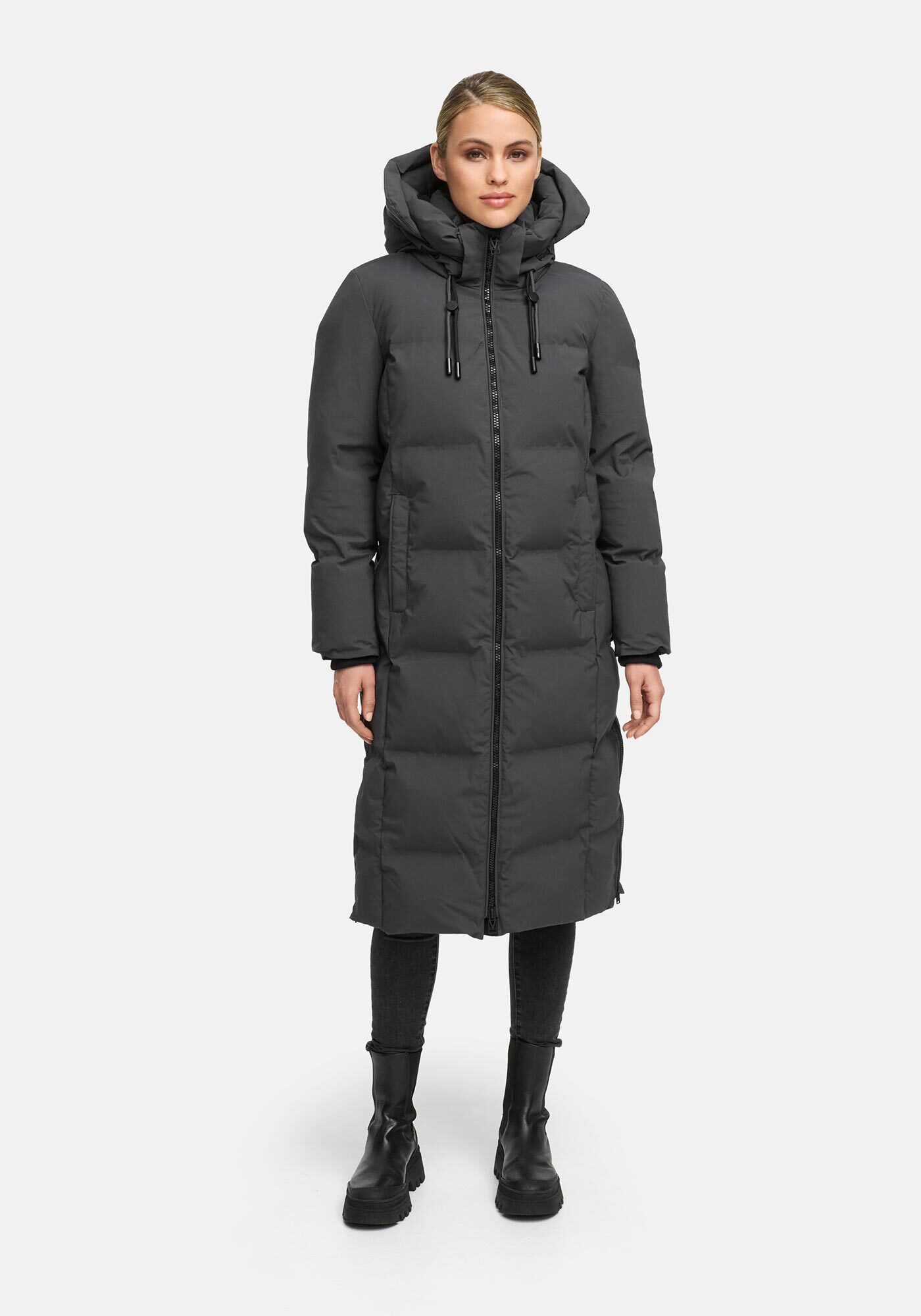 Marikoo Winterjacke Tikoraa mit extra langem Schnitt und hohem Kragen