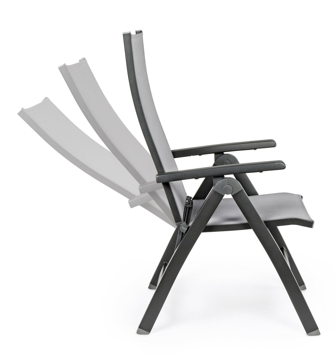Bizzotto Gartenstuhl CRUISE, Aluminium, Anthrazit, Grau, klappbar, Textilen, verstellbar