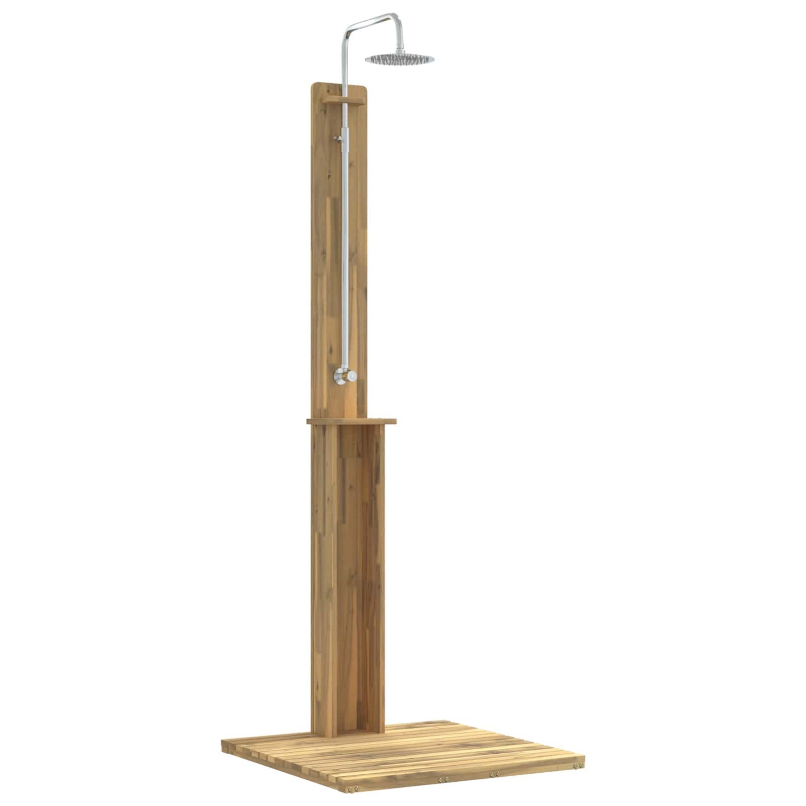 vidaXL Gartendusche 75 x 74 x 217 cm Gartendusche 217 cm Massives Akazienholz und Edelstah