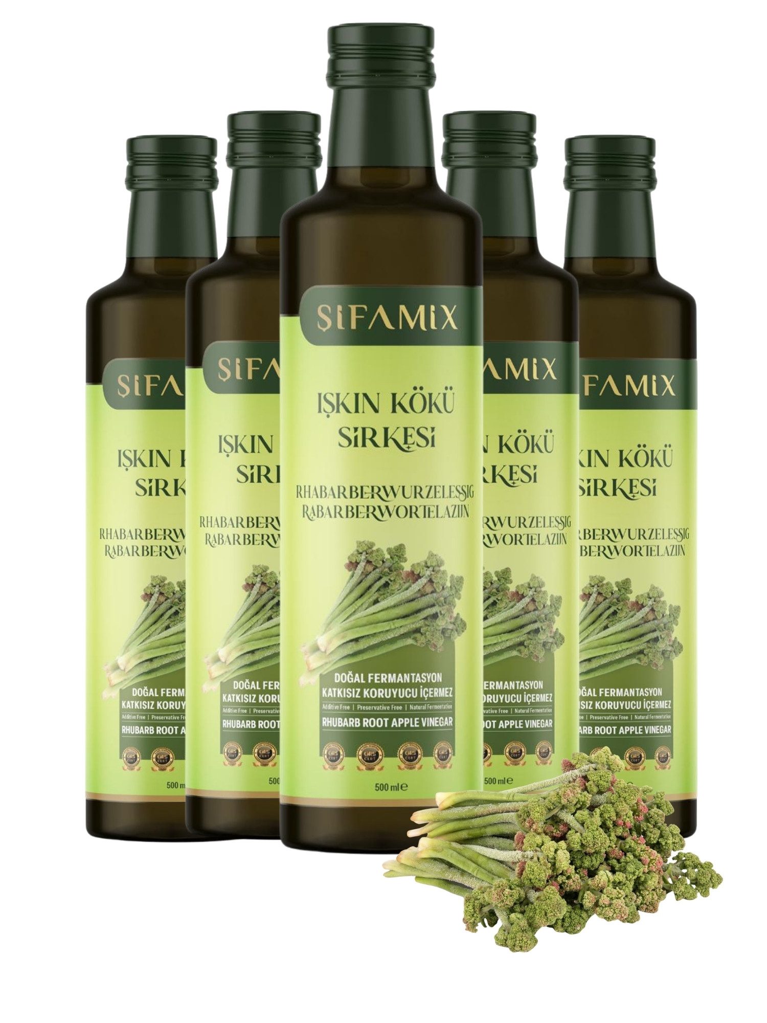 ADELSHOP Essig Sifamix Rhabarberwurzel-Essig - Traditionell Fermentiert & Pur, 500 ml