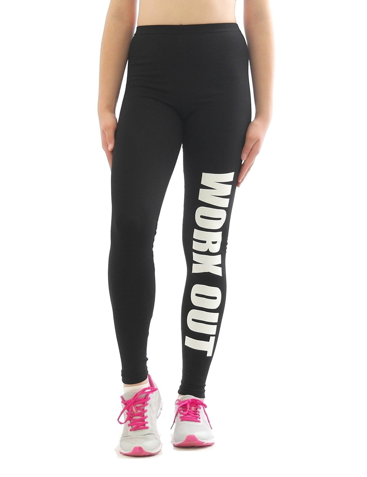 YESET Leggings Leggings Druck WORK OUT Lang Sport Fitness Druckschrift