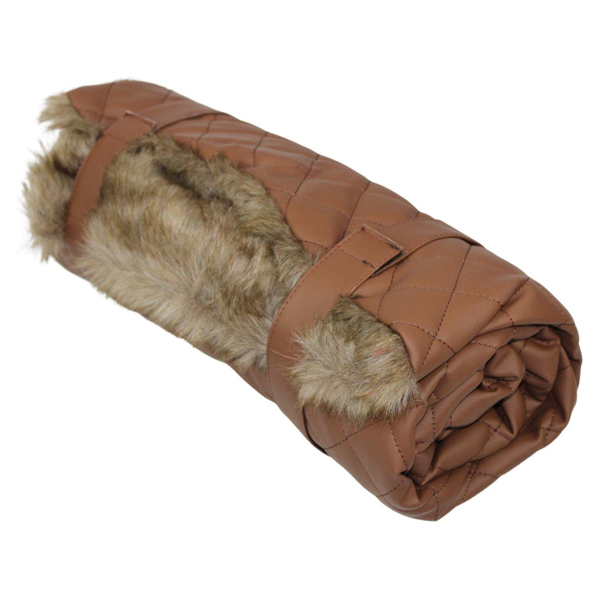 Tierdecke Hundedecke Leder mit Fellbezug braun