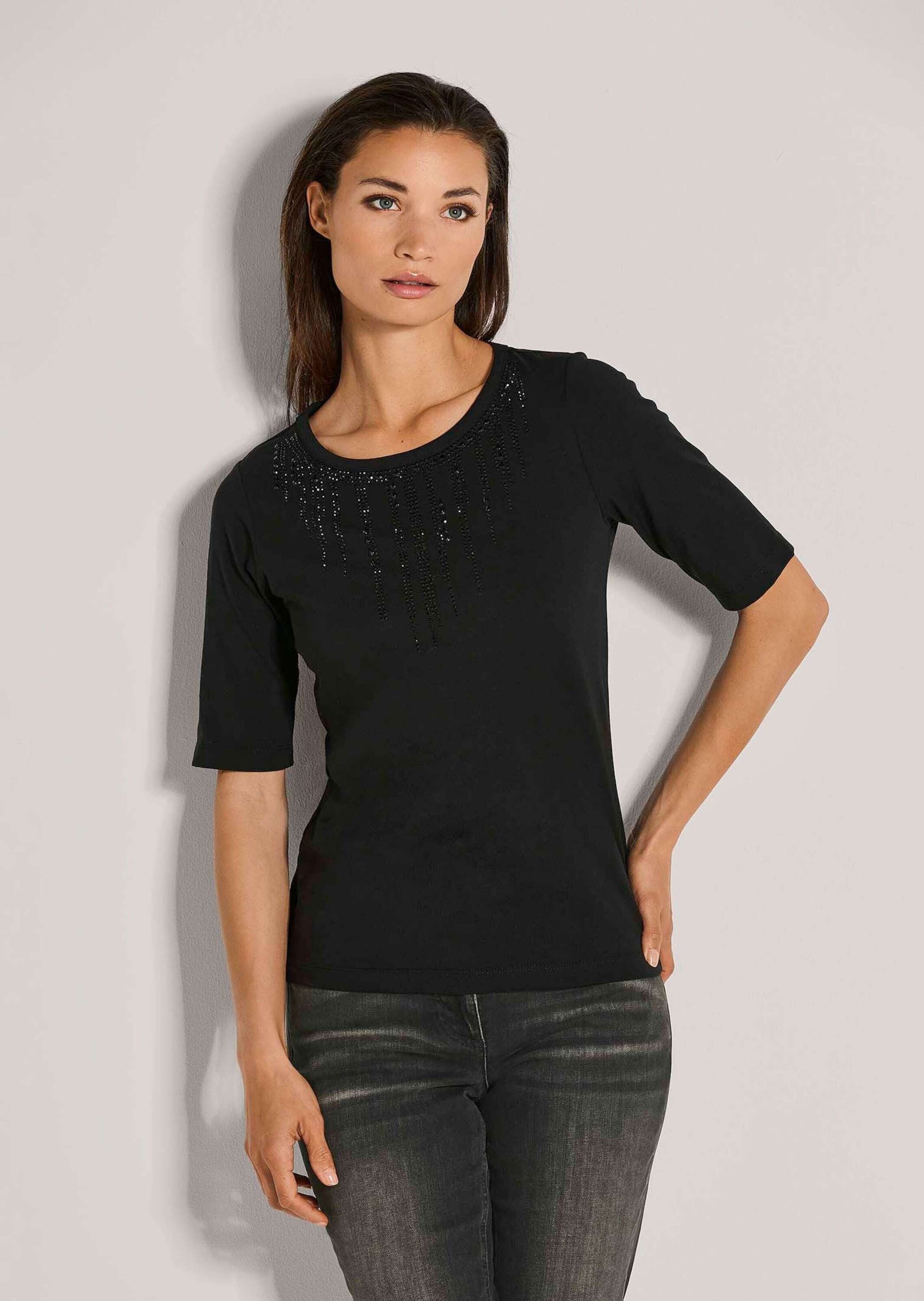 Kurzarmshirt Elegantes Oberteil mit Strass-Details