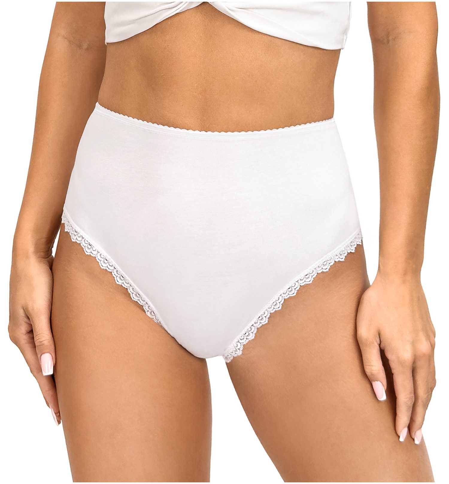 Donna Taillenslip 251 (2-St) Damen 2er Pack Taillen Slips Unterhosen Spitze Baumwolle