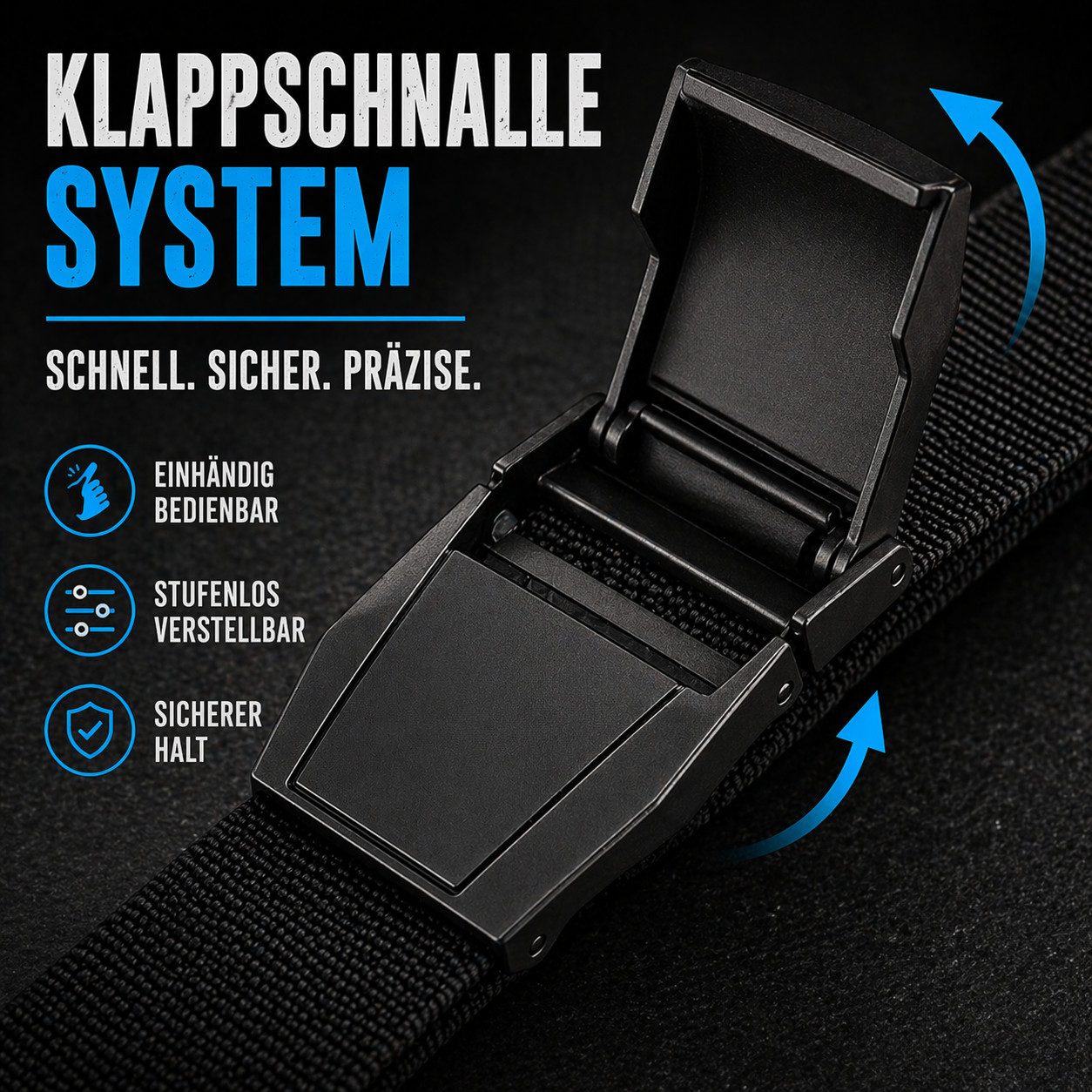 shenky Hüftgürtel Armee Militär Gürtel schwarz Nylongürtel Bundeswehr Ausrüstung (Kampfsport, Armeegürtel) Schnellverschluss Schnalle