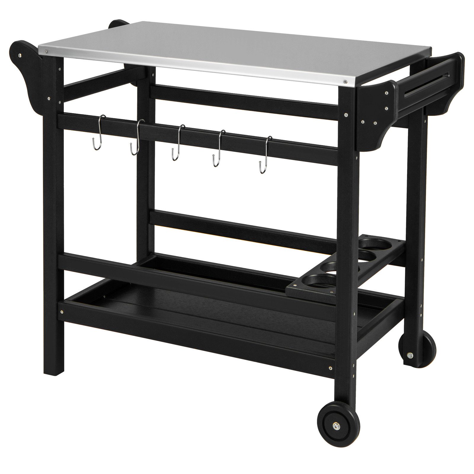 COSTWAY Grillablagetisch, Grillwagen,Beistelltisch auf Rollen, outdoor