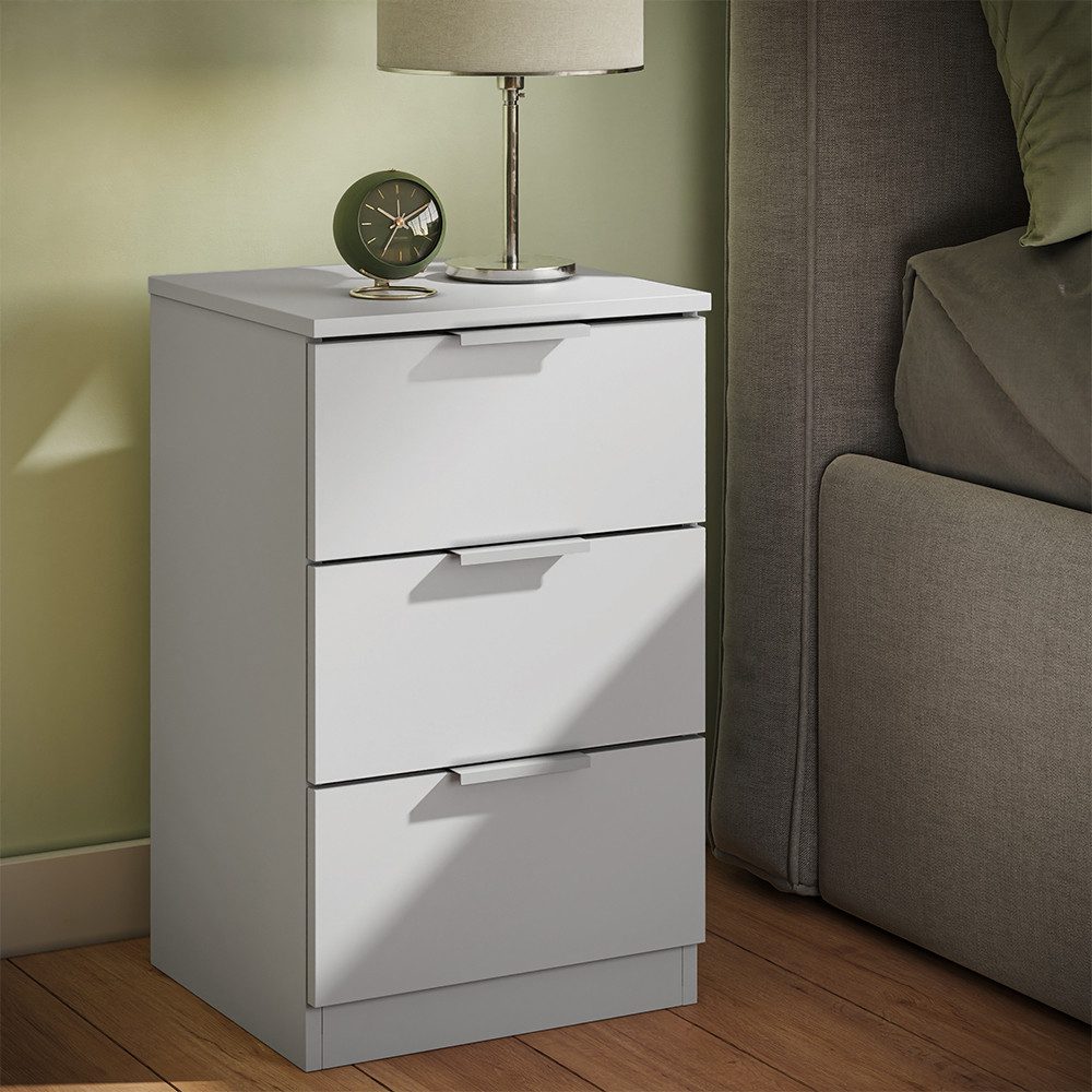 Vicco Nachtschrank Fino, Weiß, 37.6 x 61.8 cm mit 3 Schubladen (1-St)