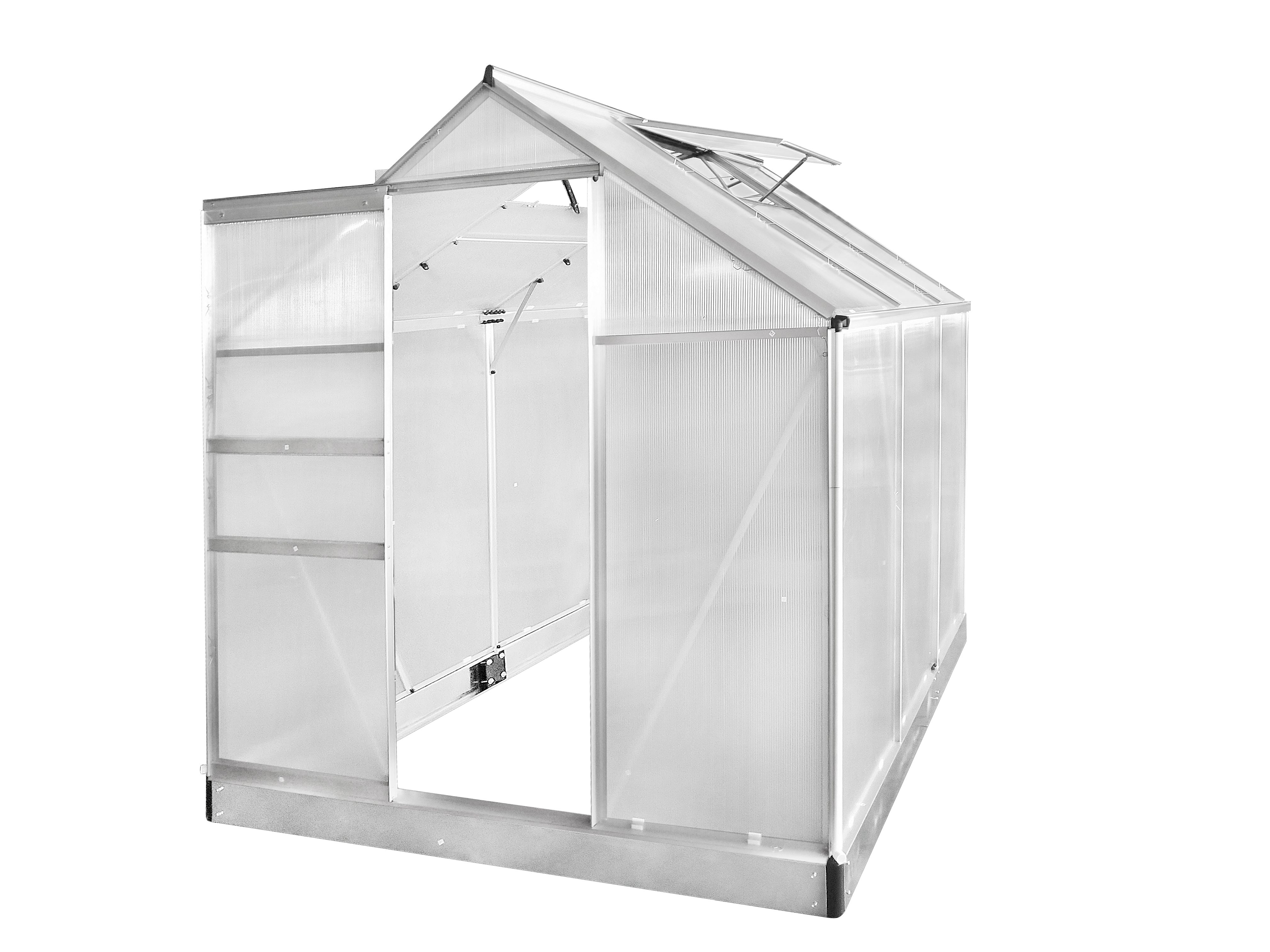 BRAST Gewächshaus Aluminium mit Fundament rostfrei 190x190x195cm TÜV geprüft, BxTxH: 190 x 190 x 195 cm, wetterfestes hochwertiges Aluminium, Temperaturbeständig, Wärmedämmend, Lichtbrechend & UV-stabilisiert