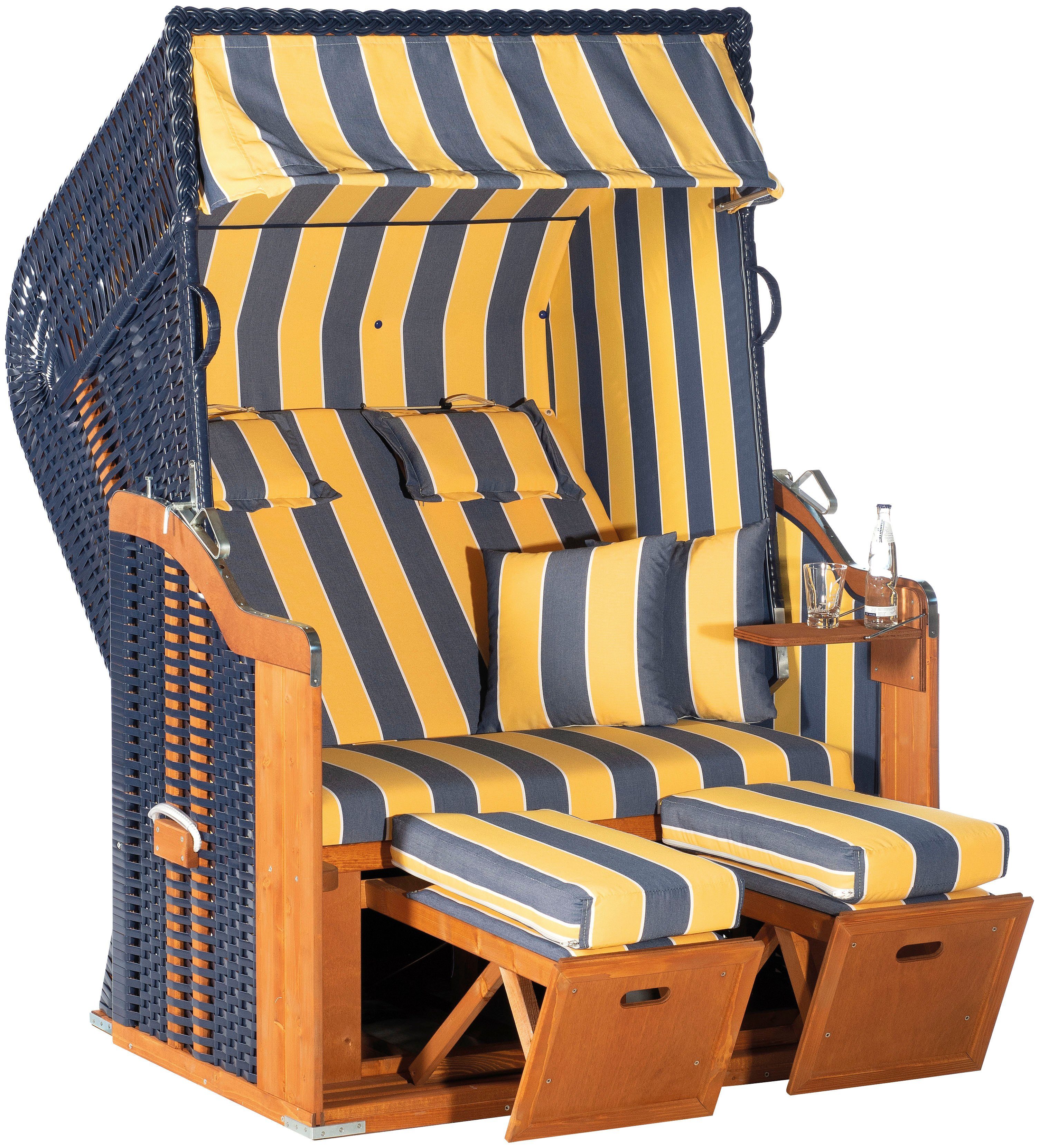 SunnySmart Strandkorb Rustikal 250 Plus, BxTxH: 125x90x160 cm, Halblieger, Ostsee-Modell, 2-Sitzer, komplett montiert, Oberkorb in einem Stück geflochten | Strandkörbe