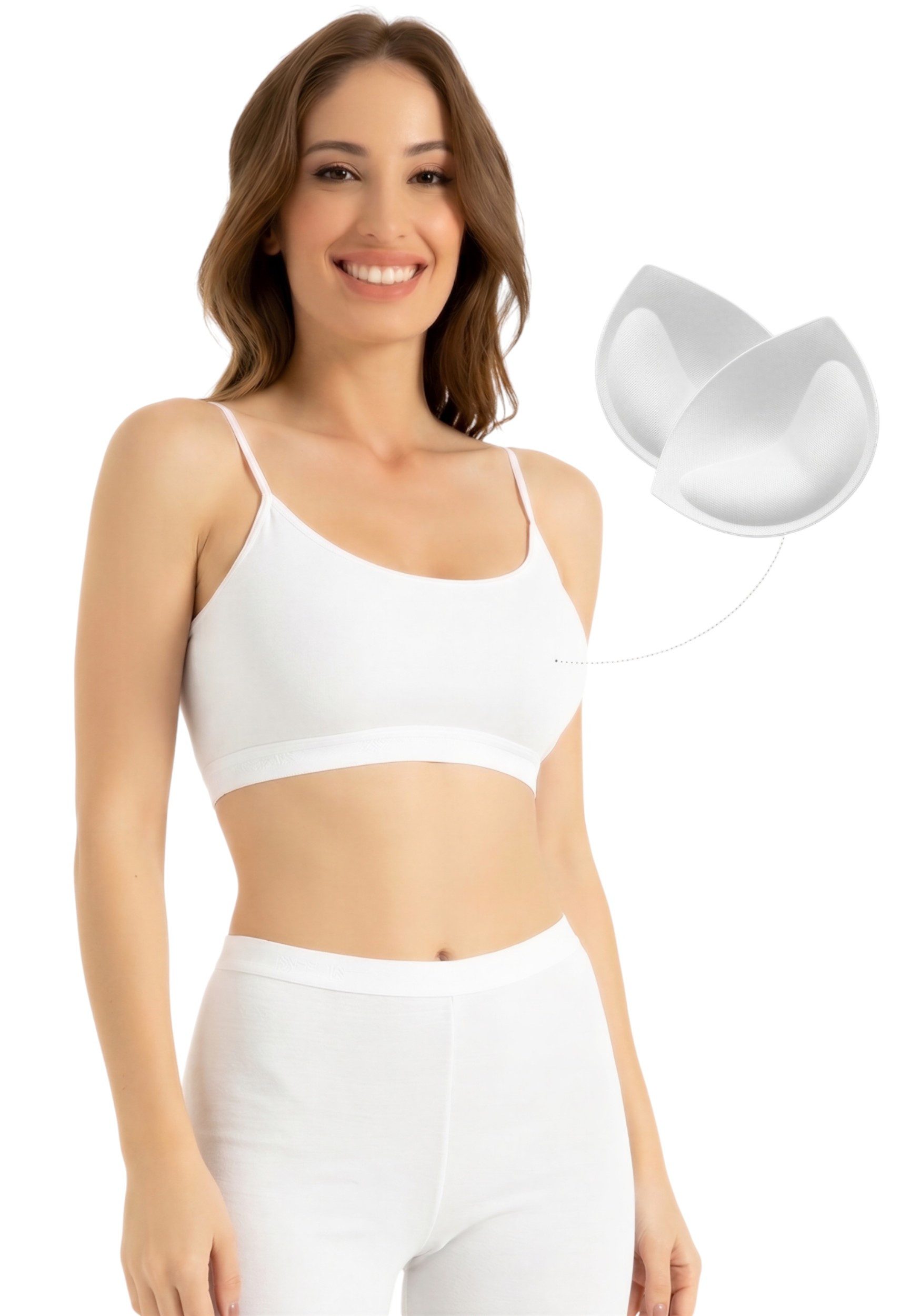 fashionshowcase Bustier Damen 2er Pack Bambus BH mit Pads nahtlos weich atmungsaktiv elastisch (2-tlg) mit herausnehmbaren Pads für natürliche Form