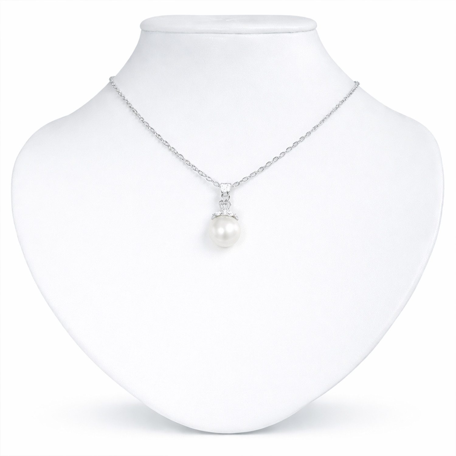 LUISIA® Kette mit Anhänger Halskette mit Perlen Anhänger und Premium Kristallen (1-tlg., inkl. Schmuckbox) – Bild 3 von 5