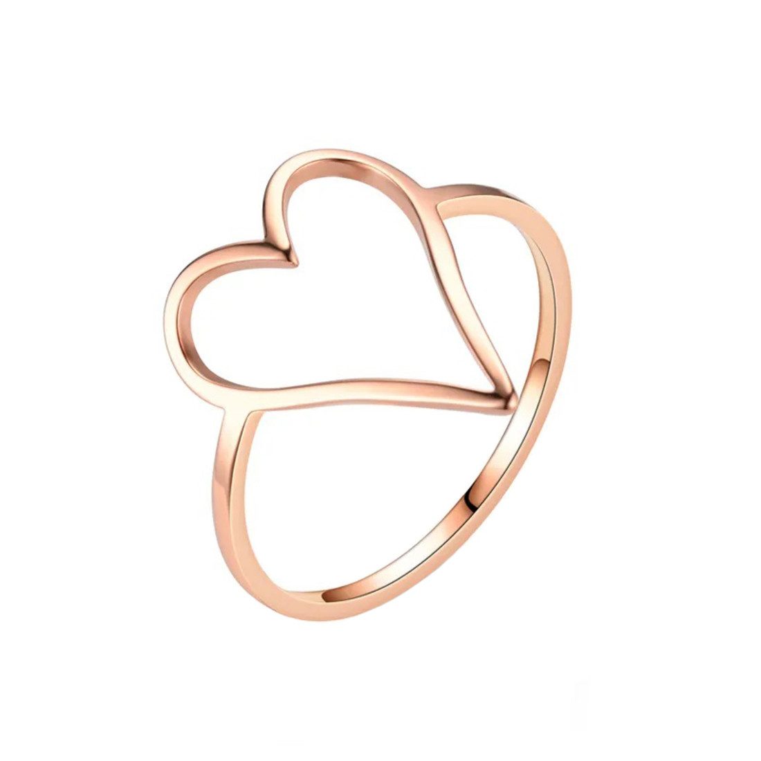 Taffstyle Fingerring Verlobungsring Ring Herz vergoldet stylisch Rosegold Größe 57 (18.1) (Freundin zum Geburtstag Muttertag Valentinstag Weihnachten Bandring), zeitlos filigran Damen Band Ring Damenring Geschenke für Frauen
